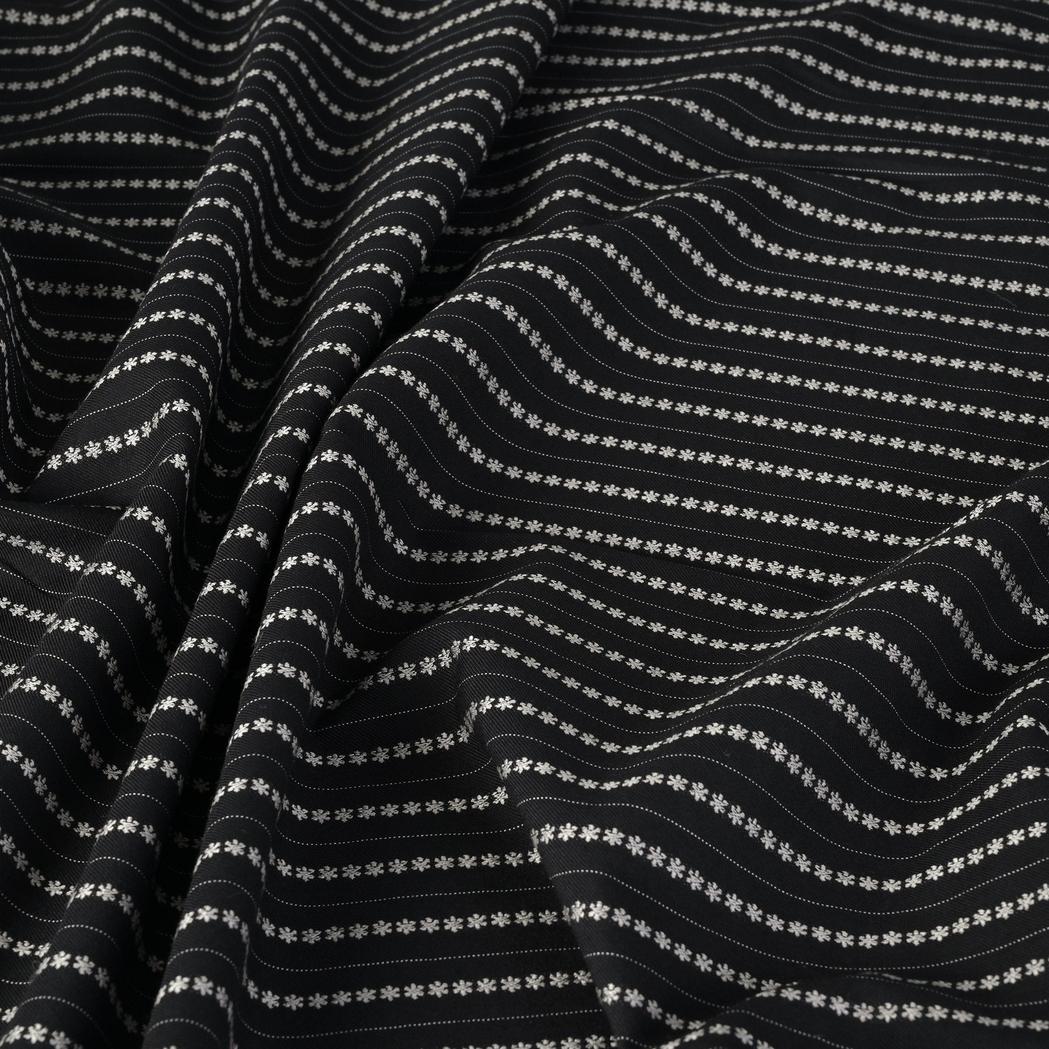 Black Floral Suiting Fabric 4525