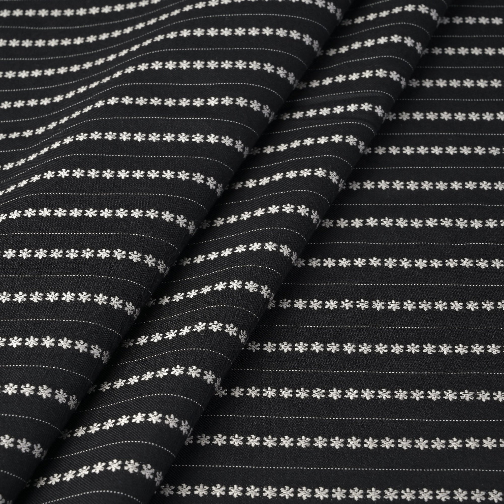 Black Floral Suiting Fabric 4525