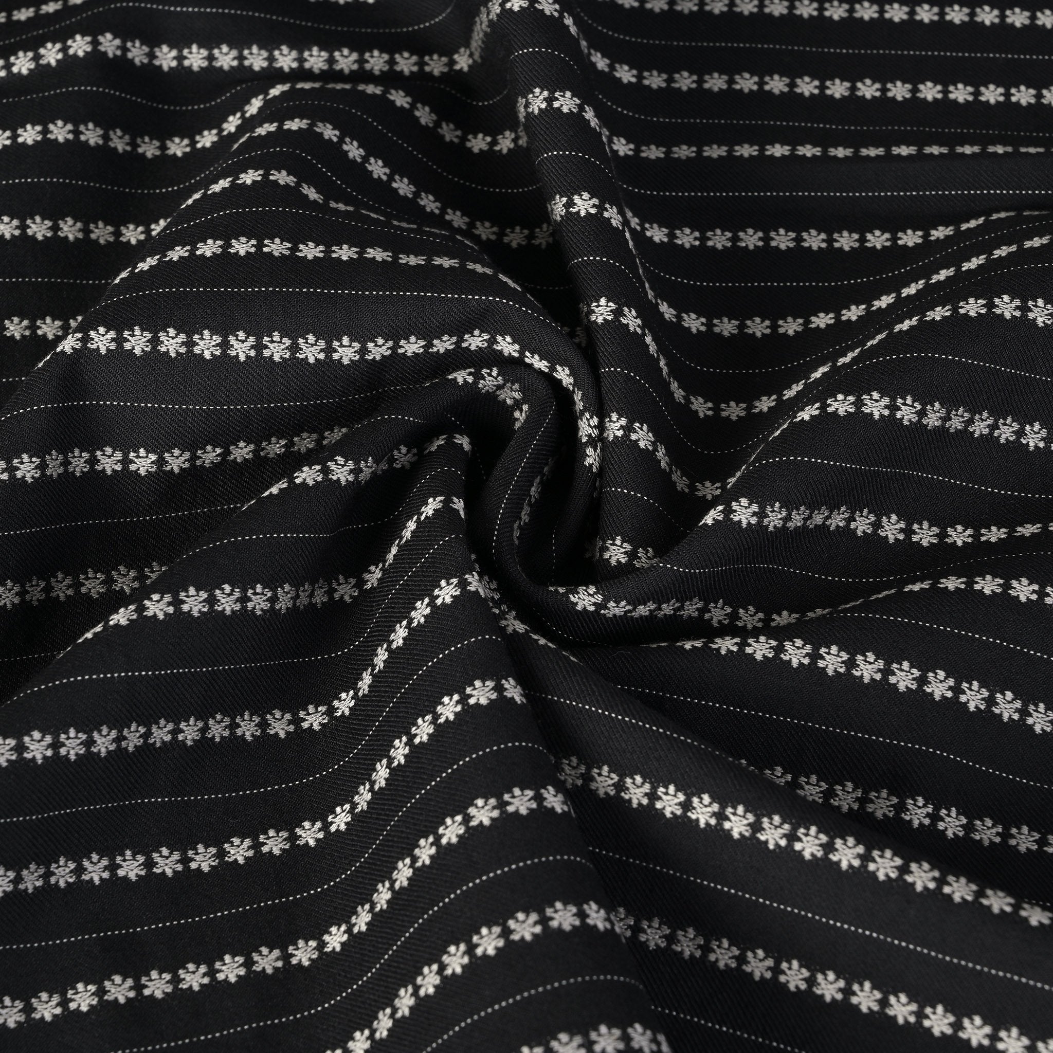 Black Floral Suiting Fabric 4525