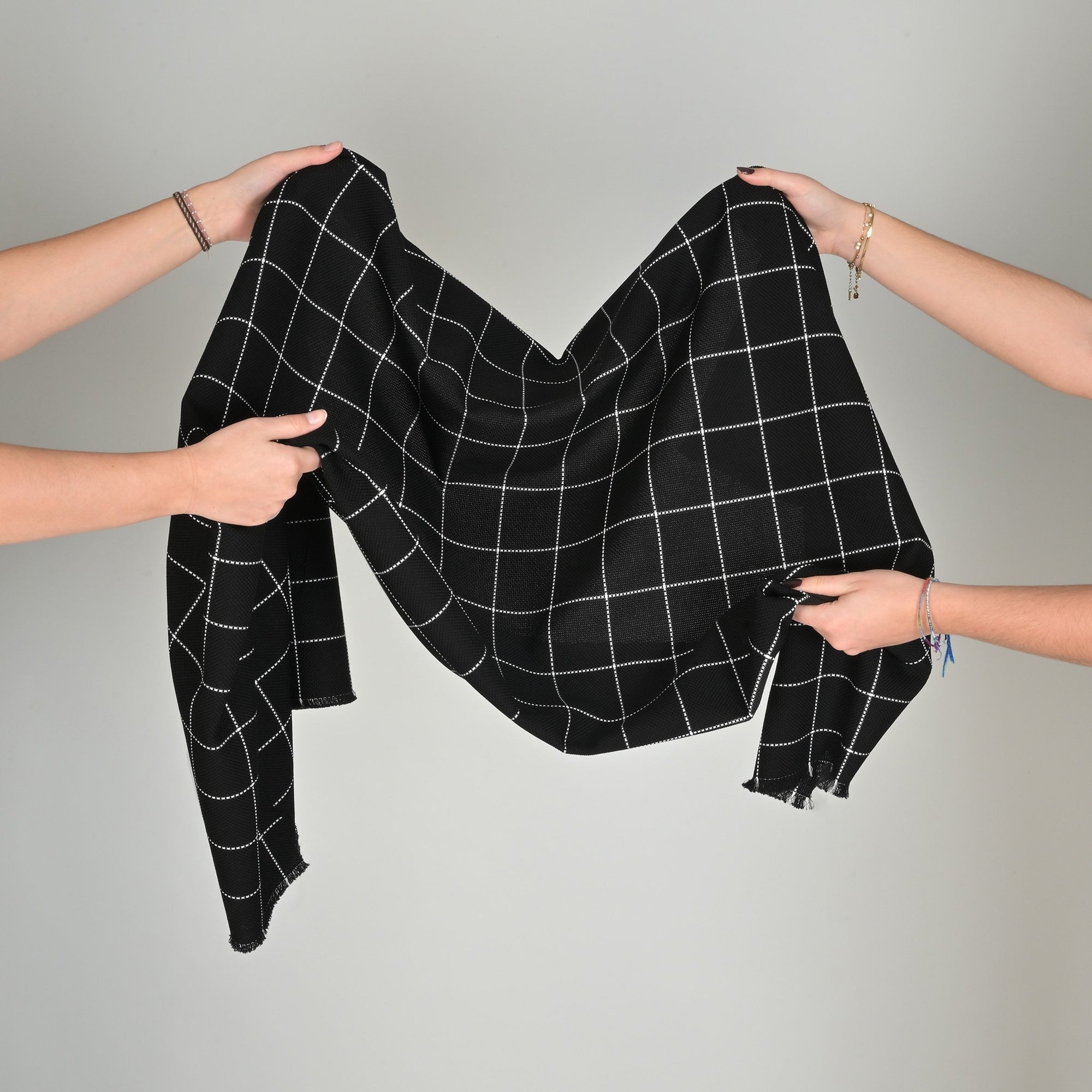 Black Grid Suiting Fabric 96880