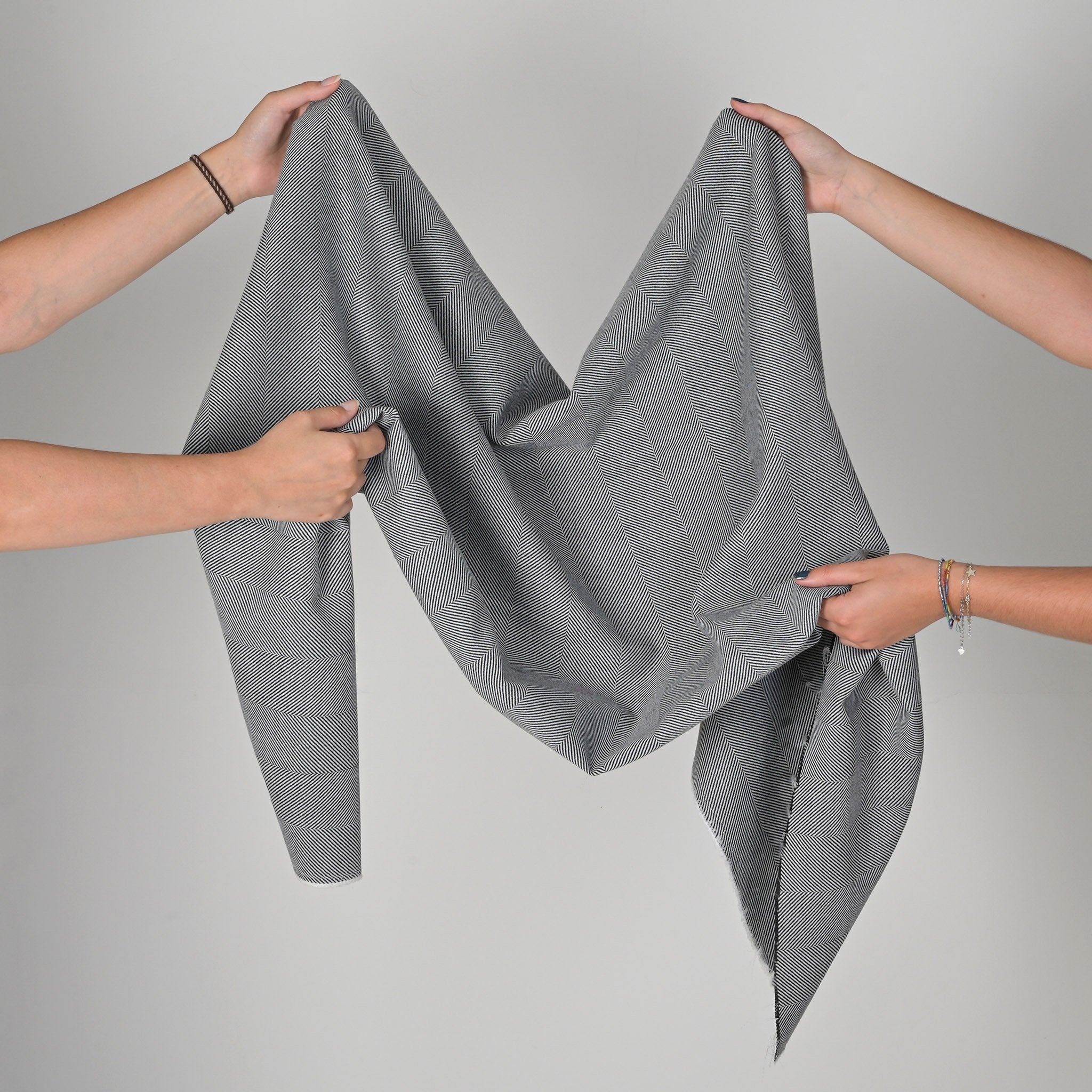 Black Herringbone Suiting Fabric 3811