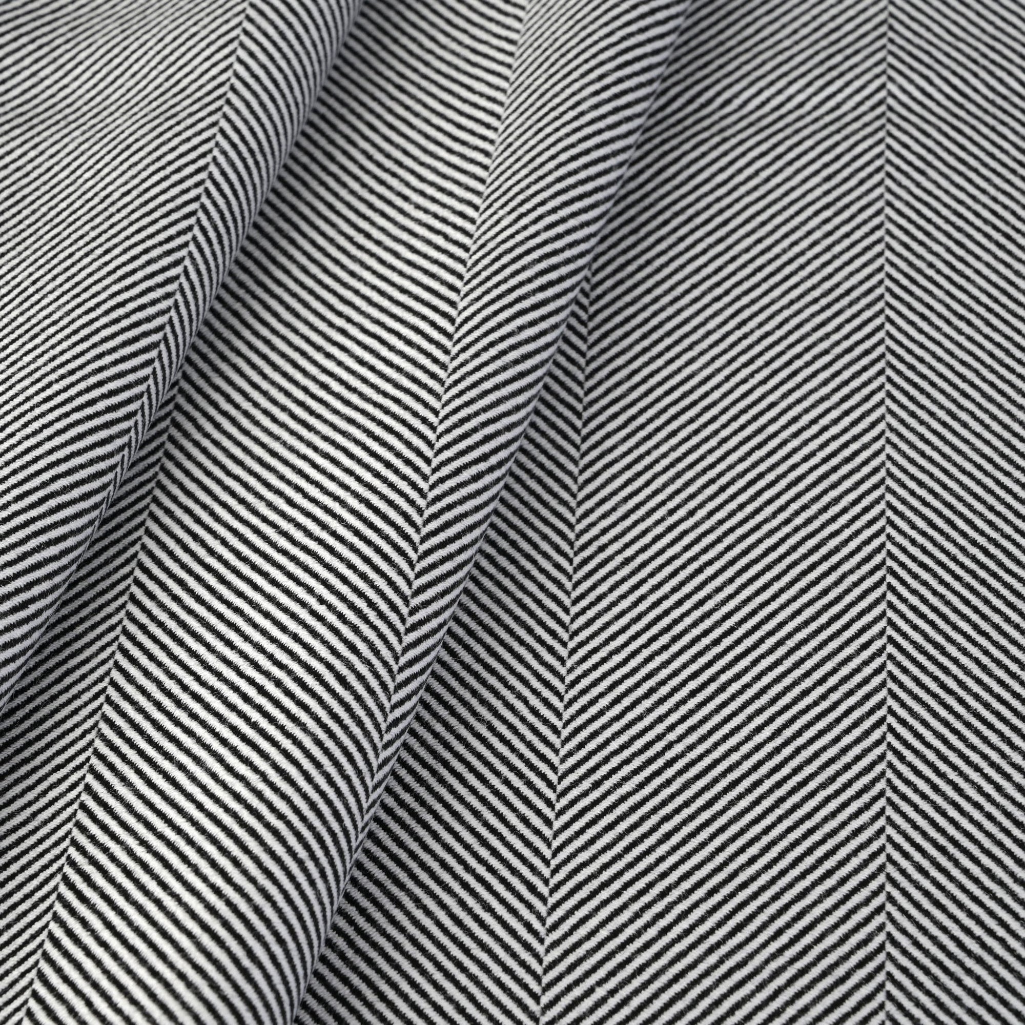 Black Herringbone Suiting Fabric 3811