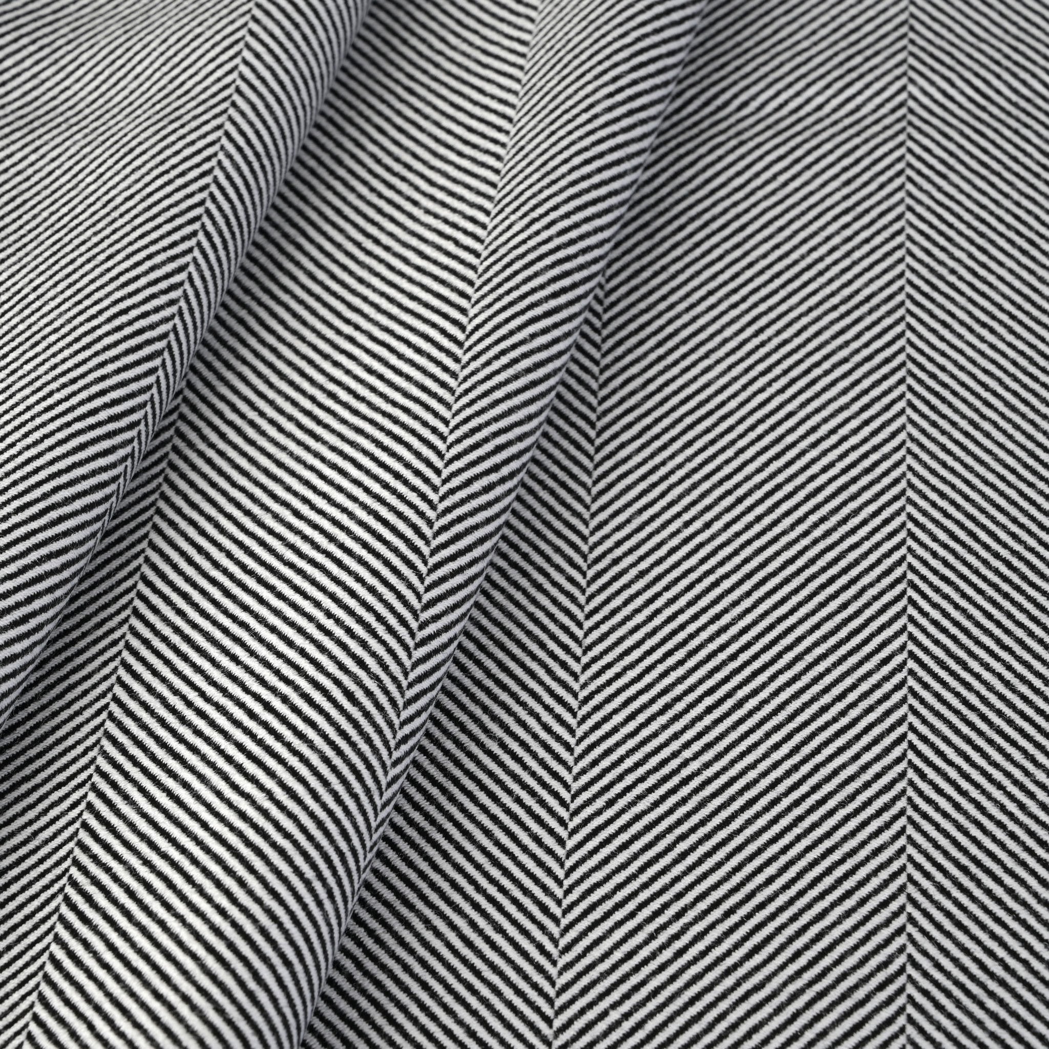 Black Herringbone Suiting Fabric 3811