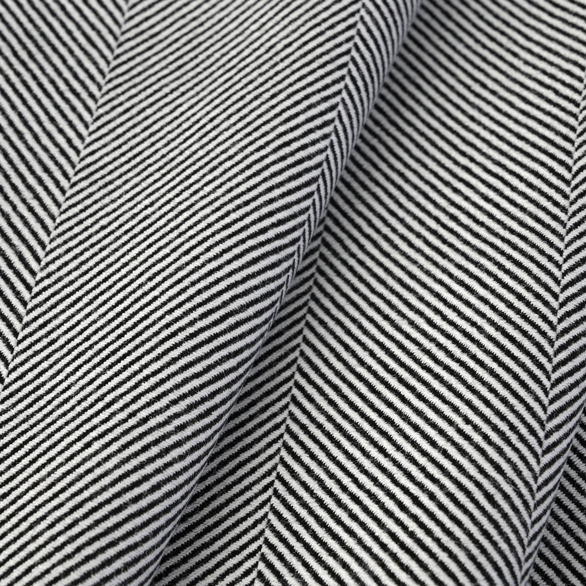 Black Herringbone Suiting Fabric 3811