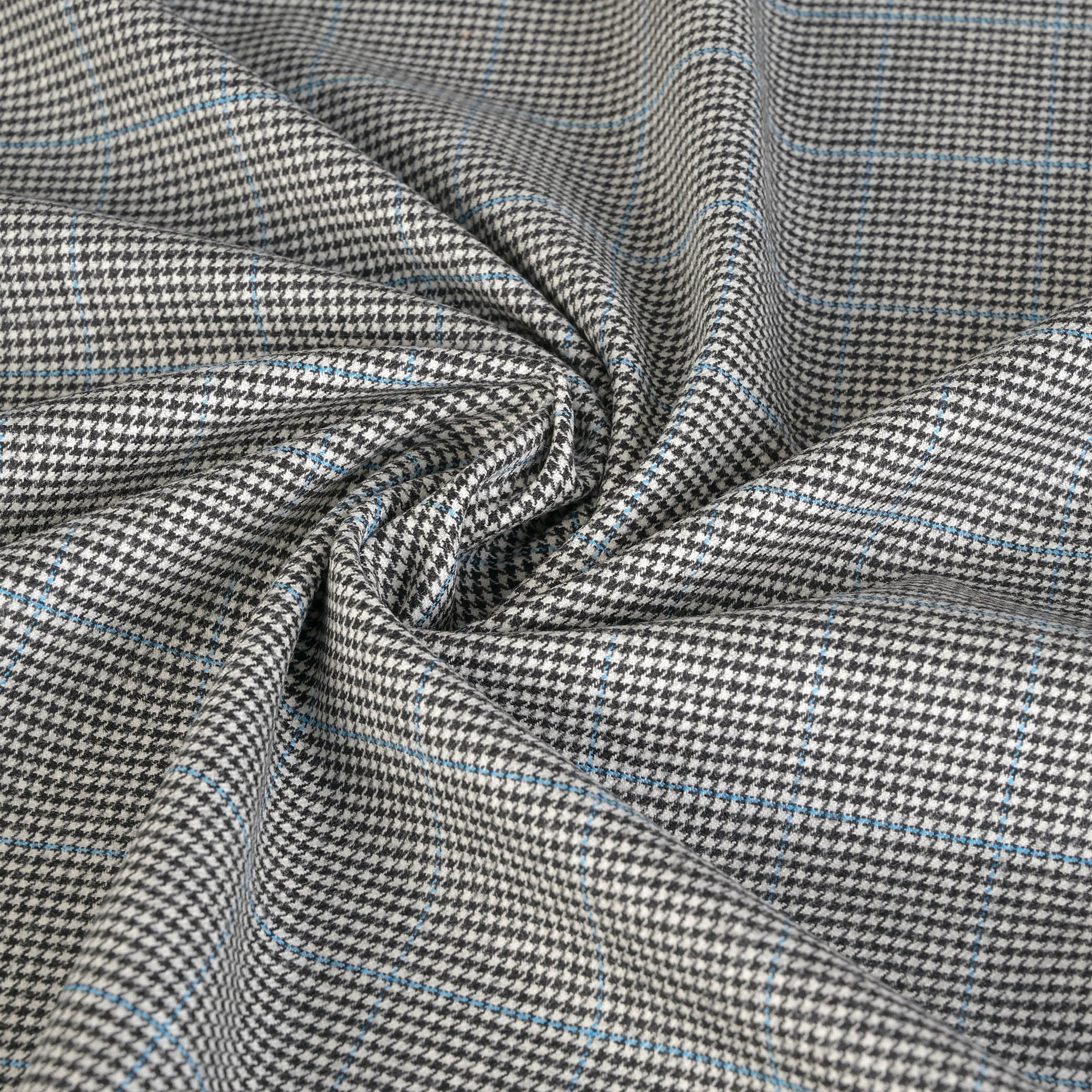 Black Pied-de-Poule Suiting Fabric 4140