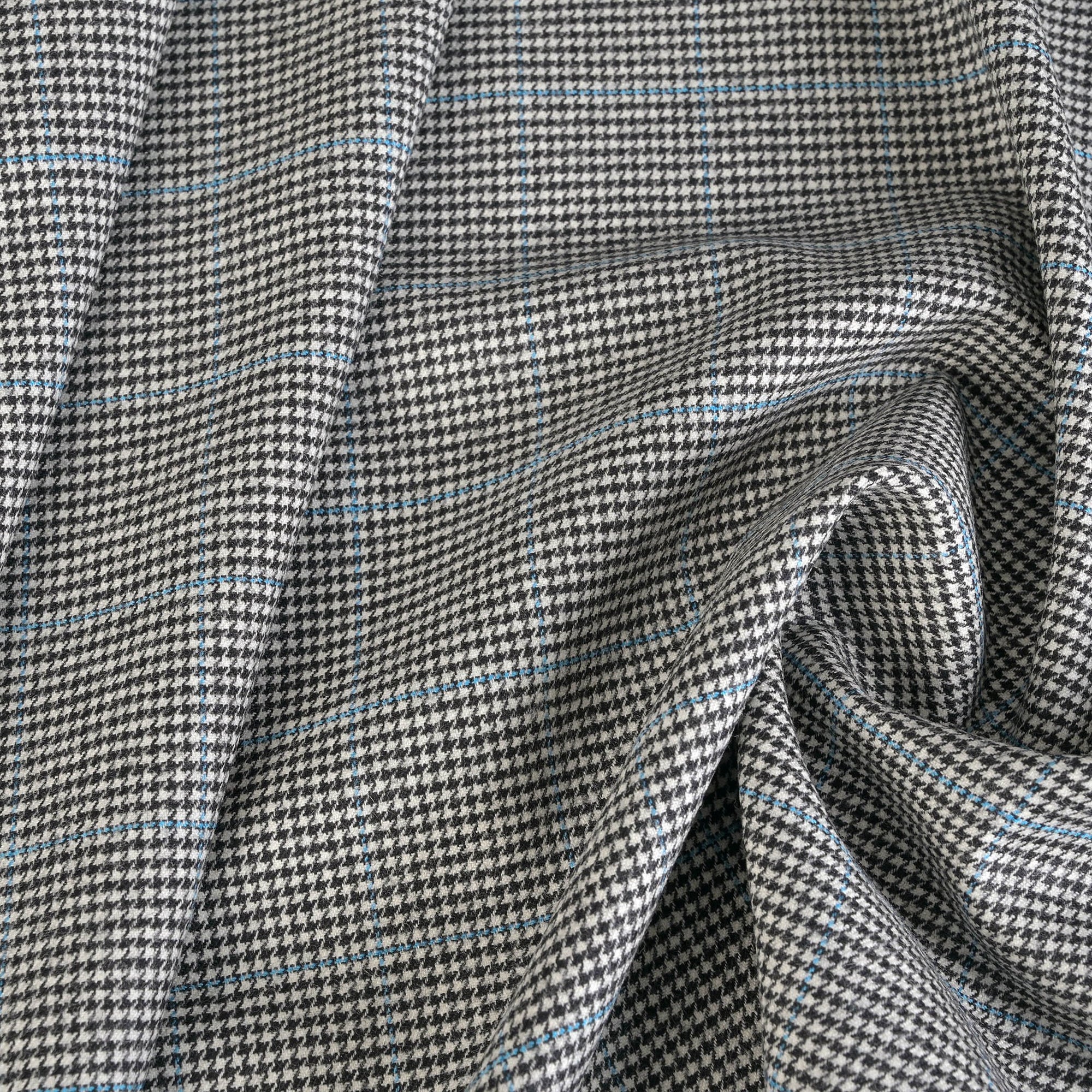 Black Pied-de-Poule Suiting Fabric 4140