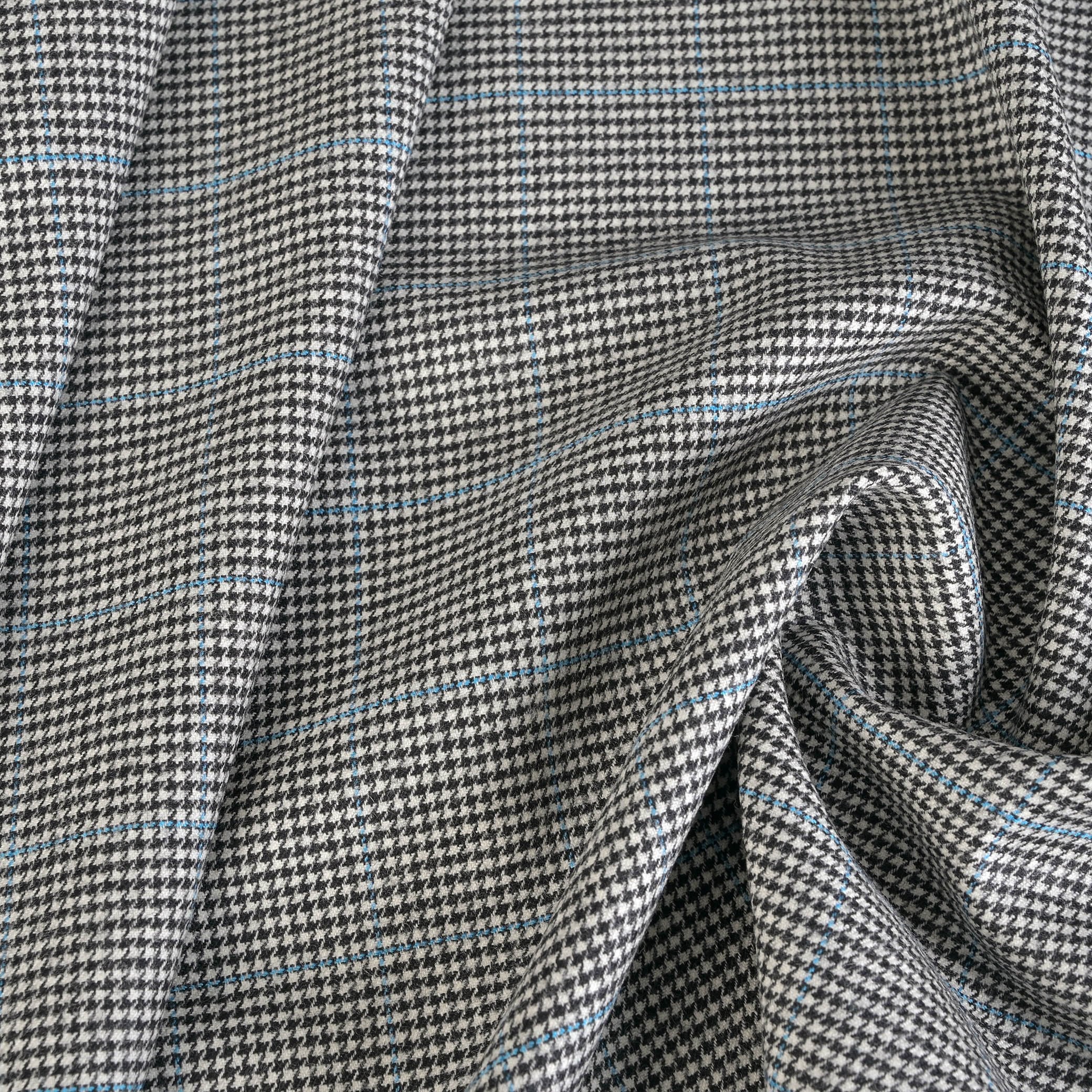 Black Pied-de-Poule Suiting Fabric 4140