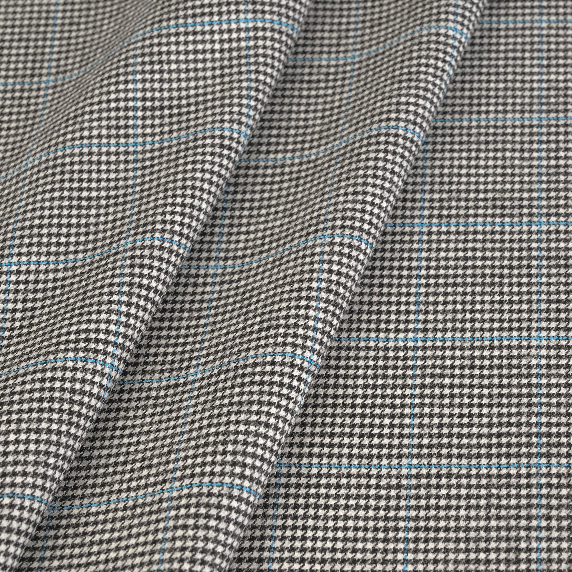 Black Pied-de-Poule Suiting Fabric 4140