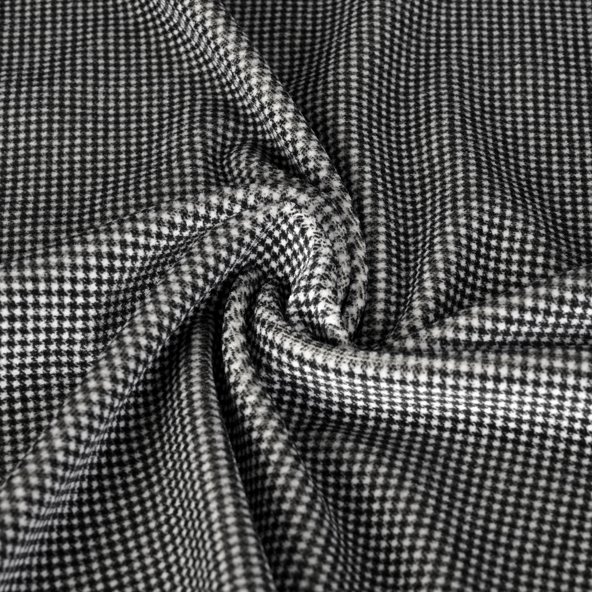 Black Pied-de-Poule Velvet Fabric 77245