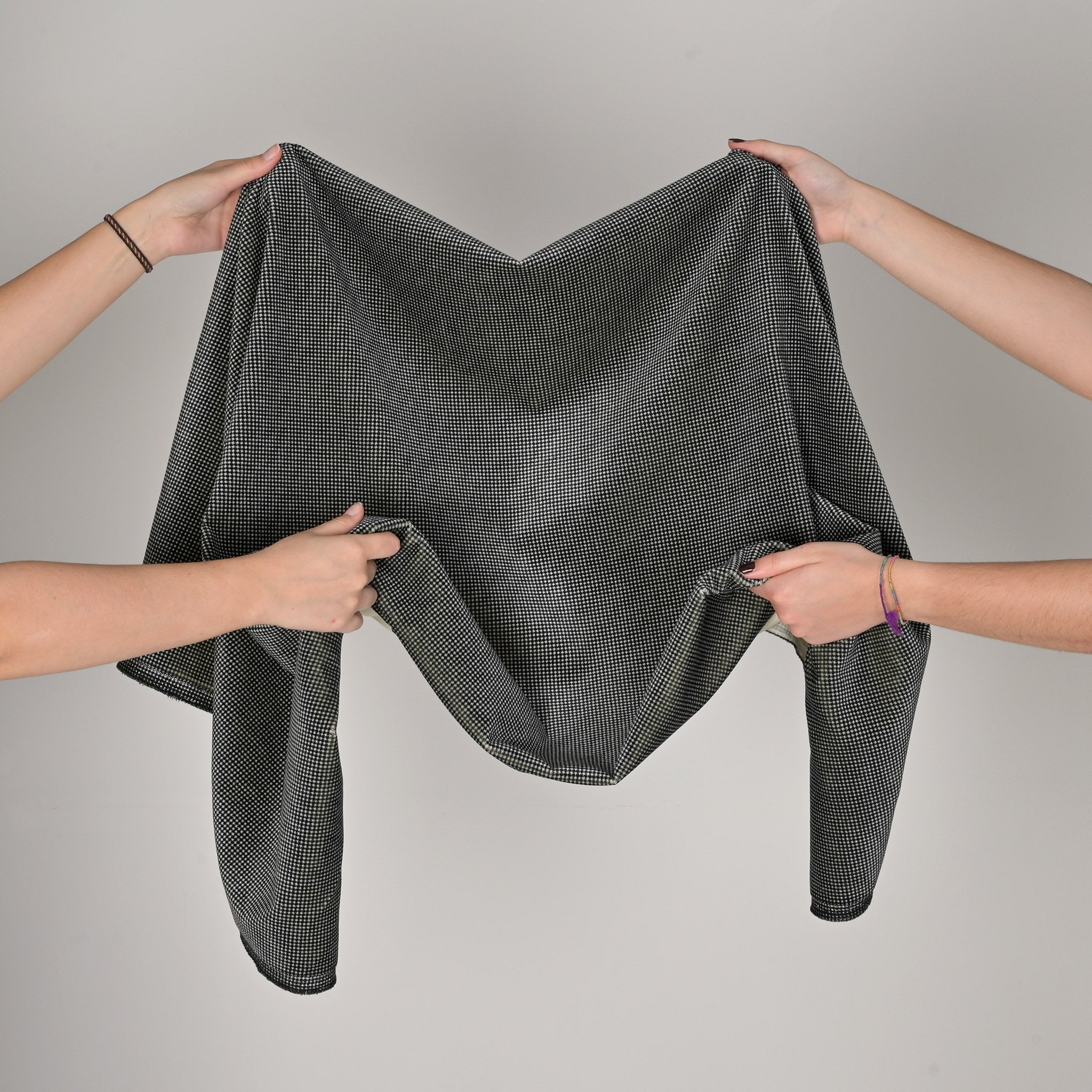 Black Pied-de-Poule Velvet Fabric 77245