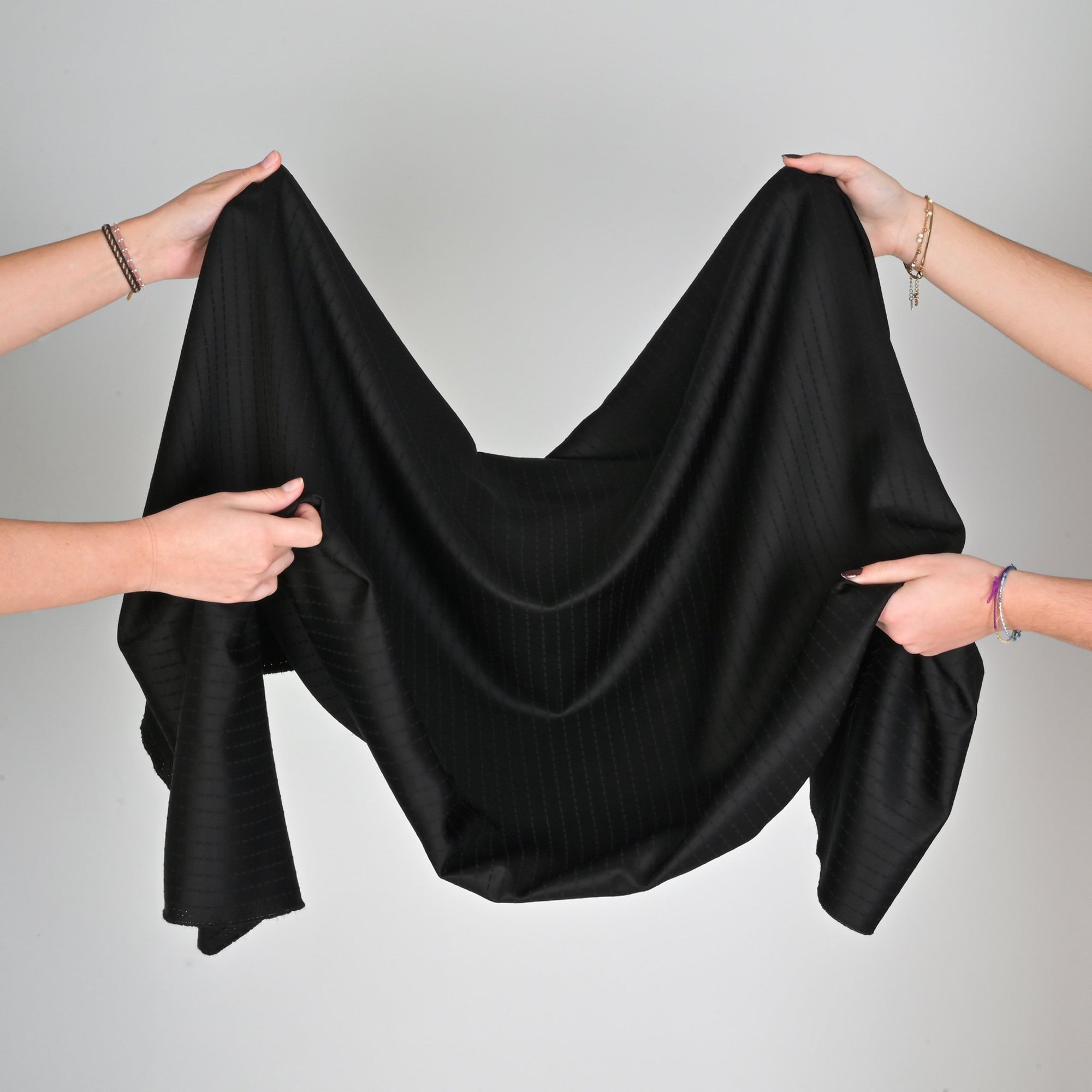 Black Pinstriped Suiting Fabric 7053
