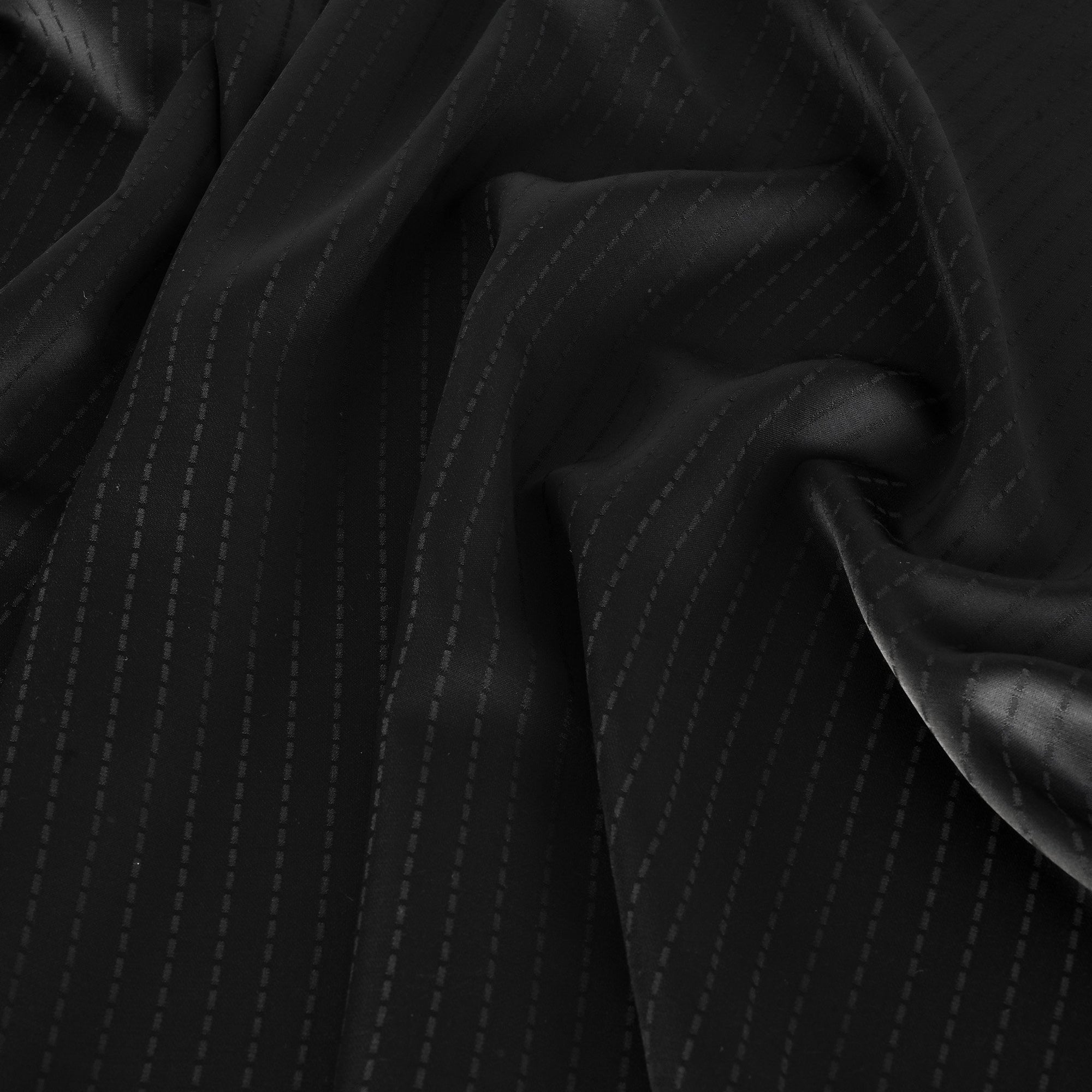 Black Pinstriped Suiting Fabric 7053