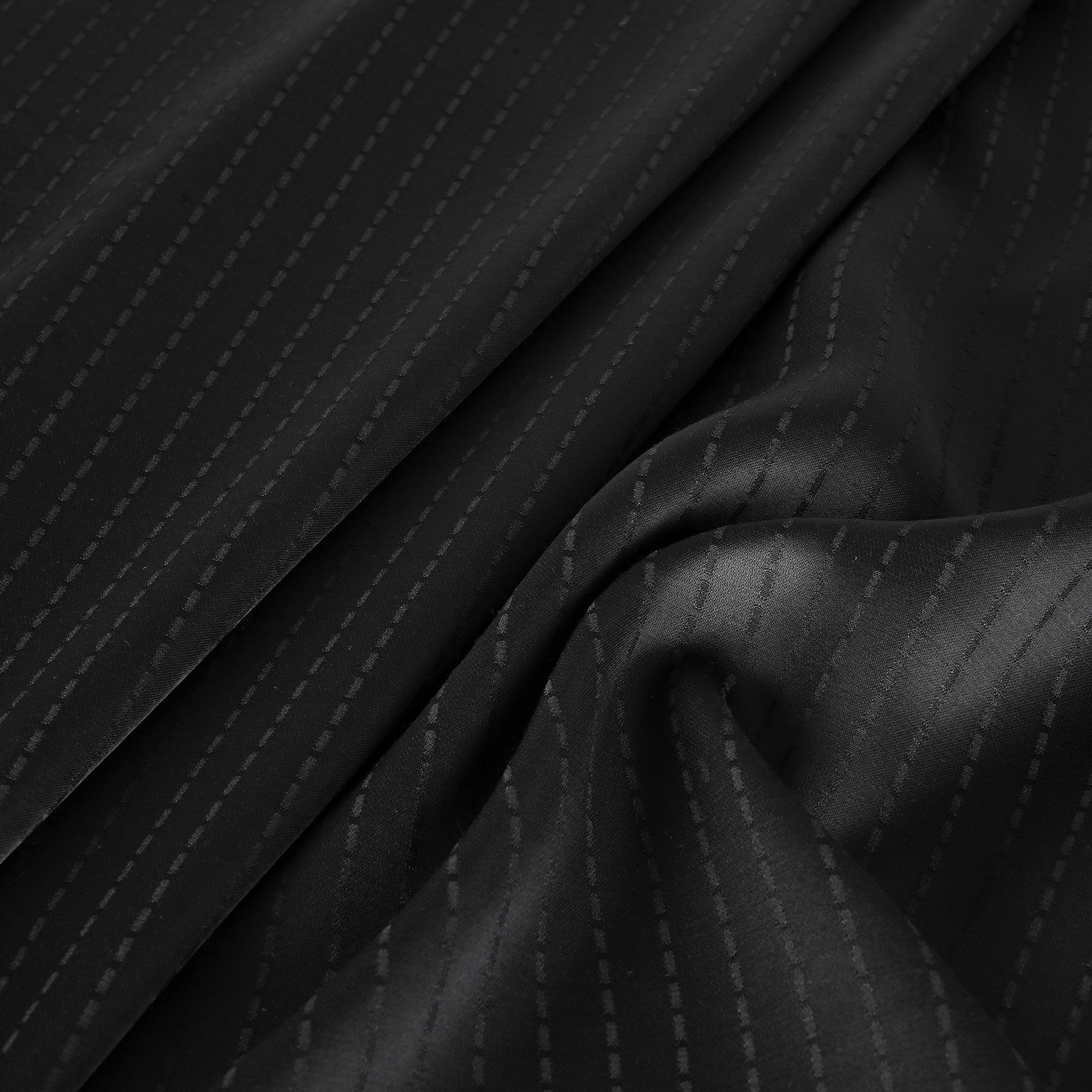 Black Pinstriped Suiting Fabric 7053
