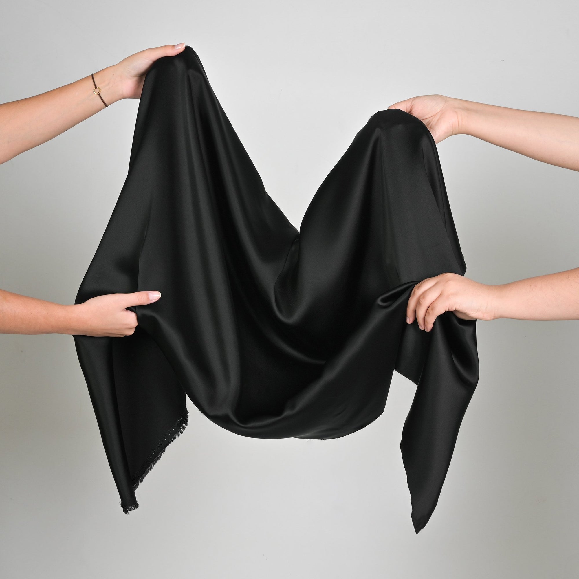 Black Satin Backed Crepe Fabric 2758