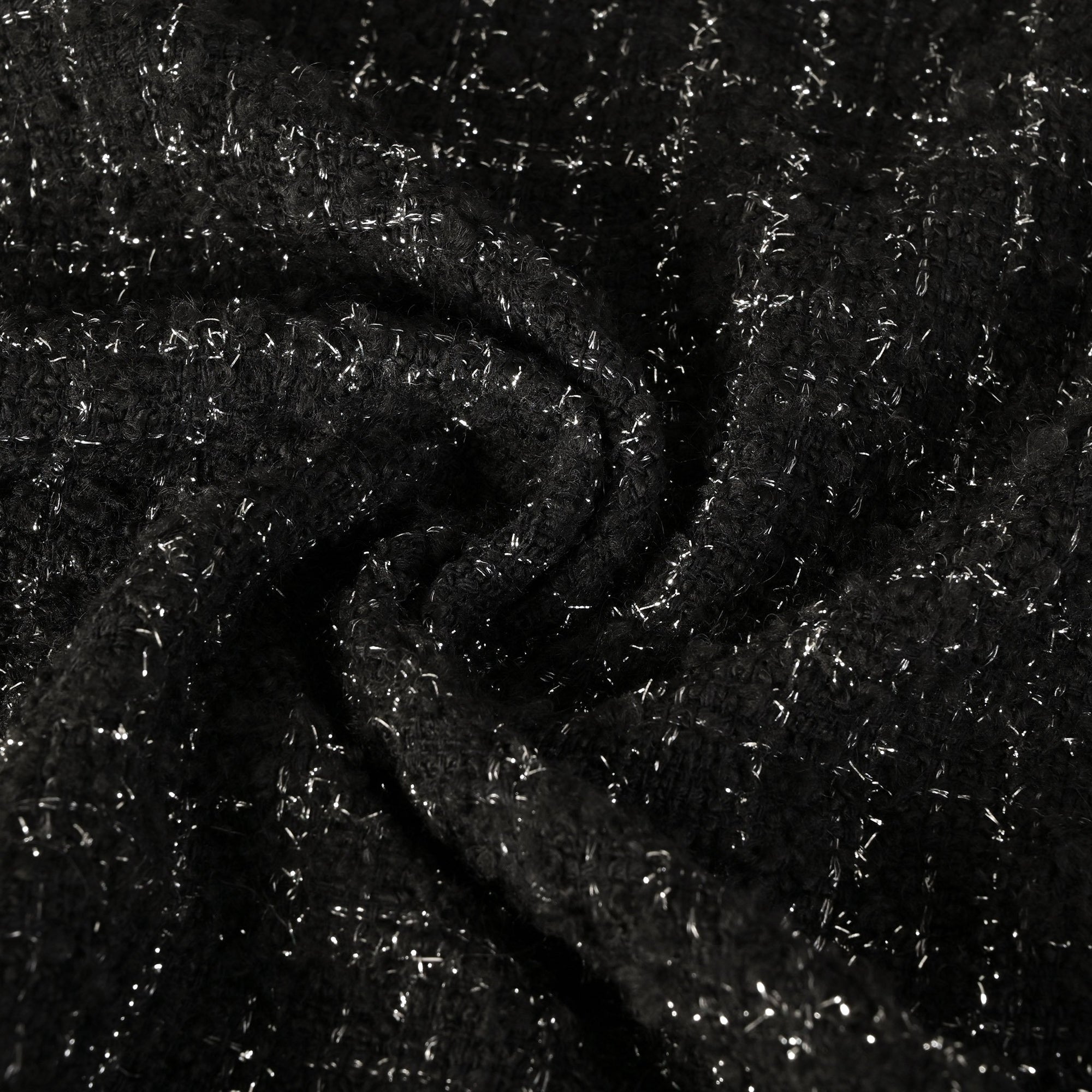 Black Shiny Tweed Fabric 12054