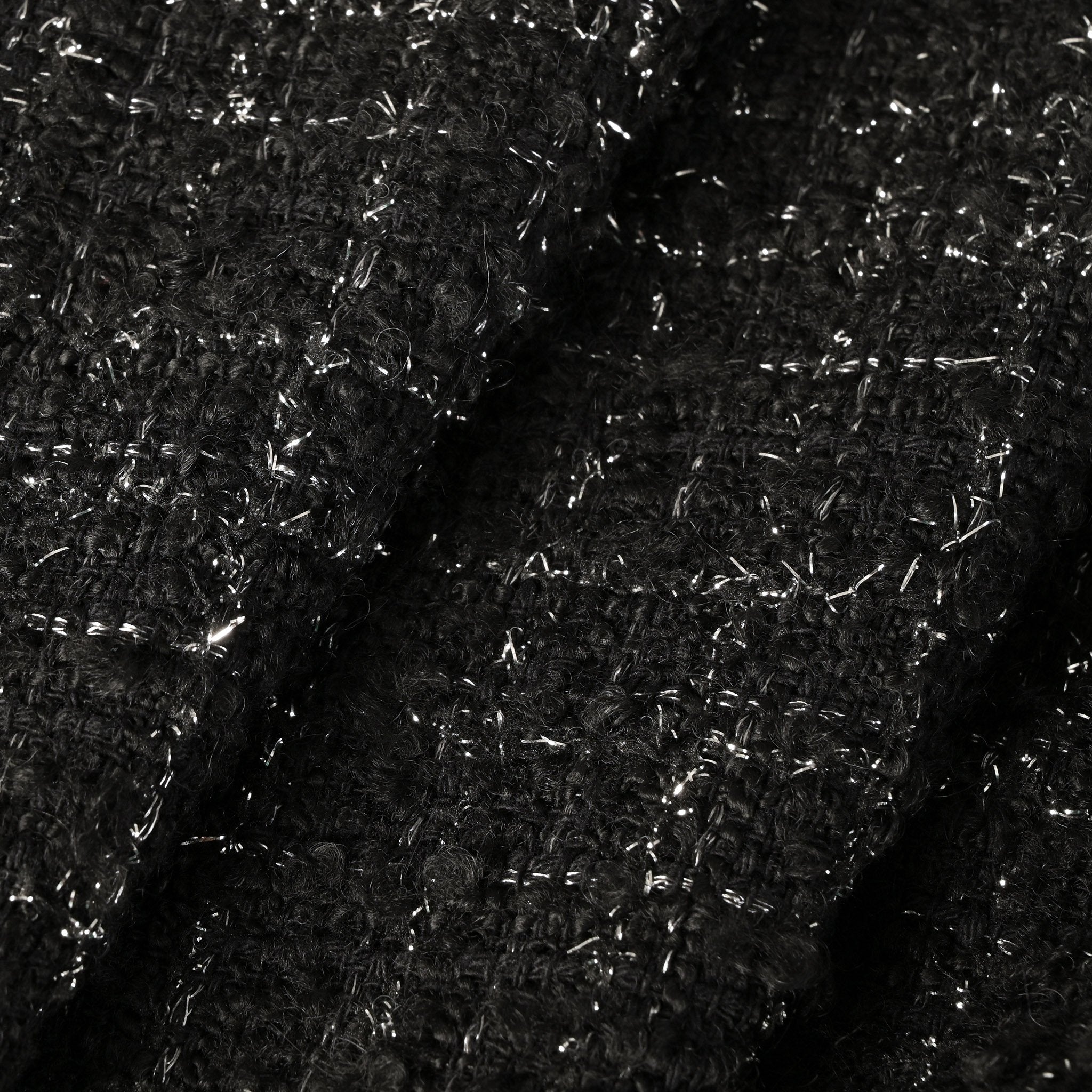 Black Shiny Tweed Fabric 12054