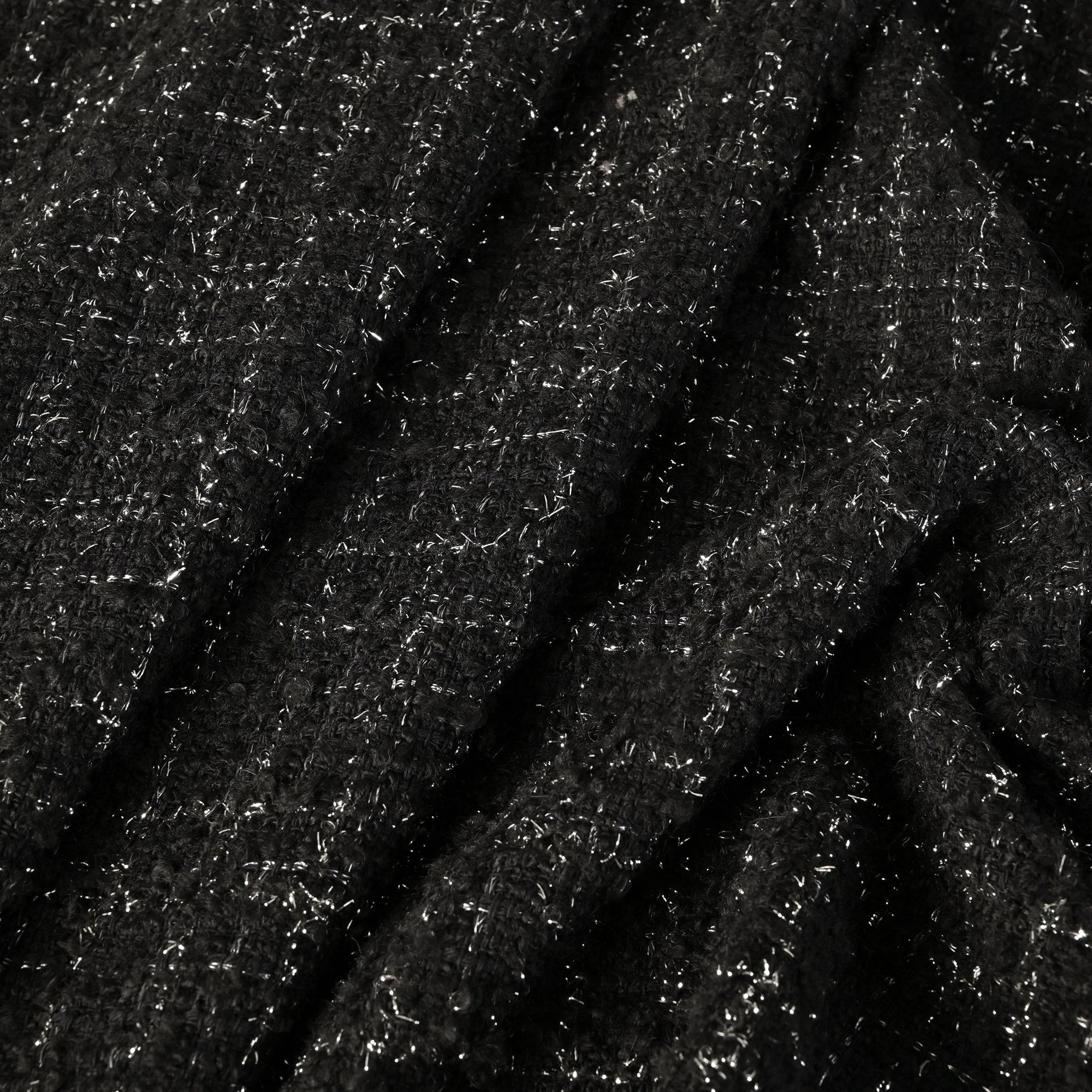 Black Shiny Tweed Fabric 12054