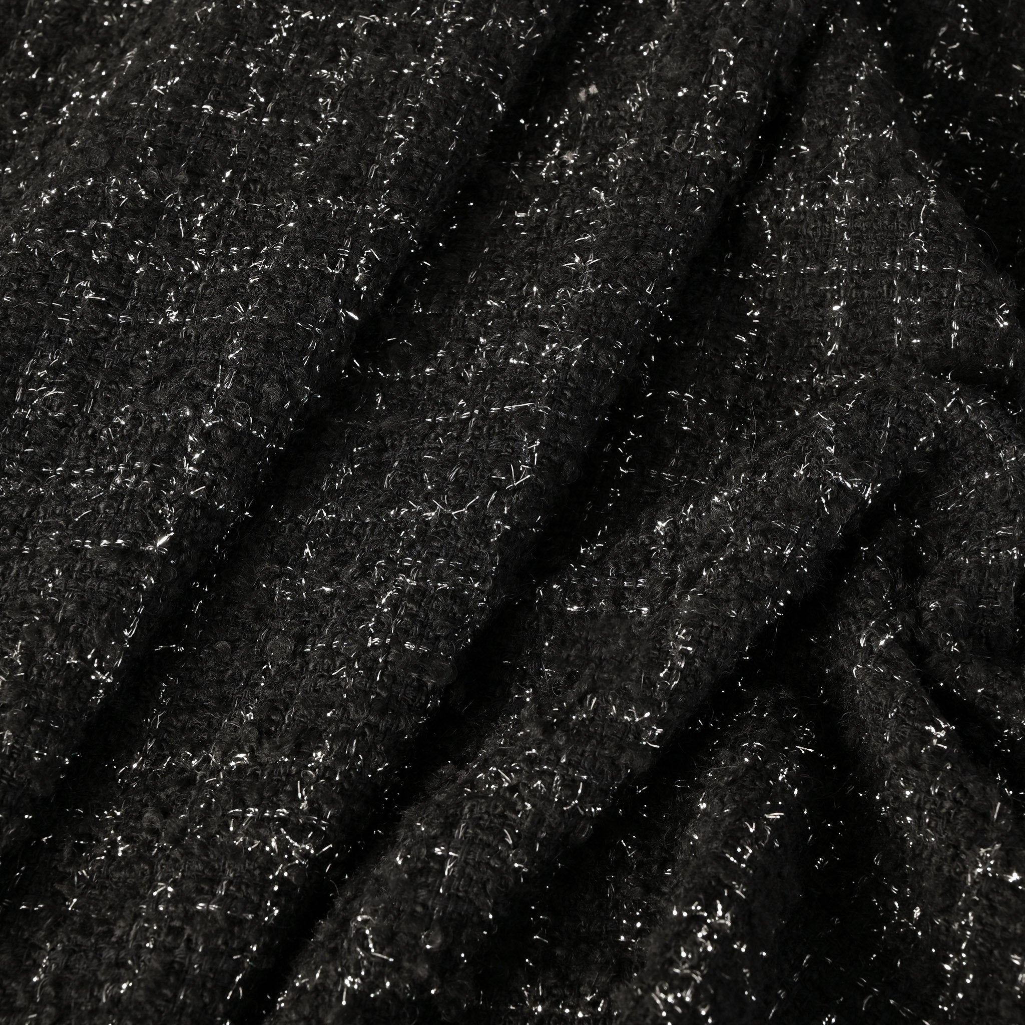 Black Shiny Tweed Fabric 12054