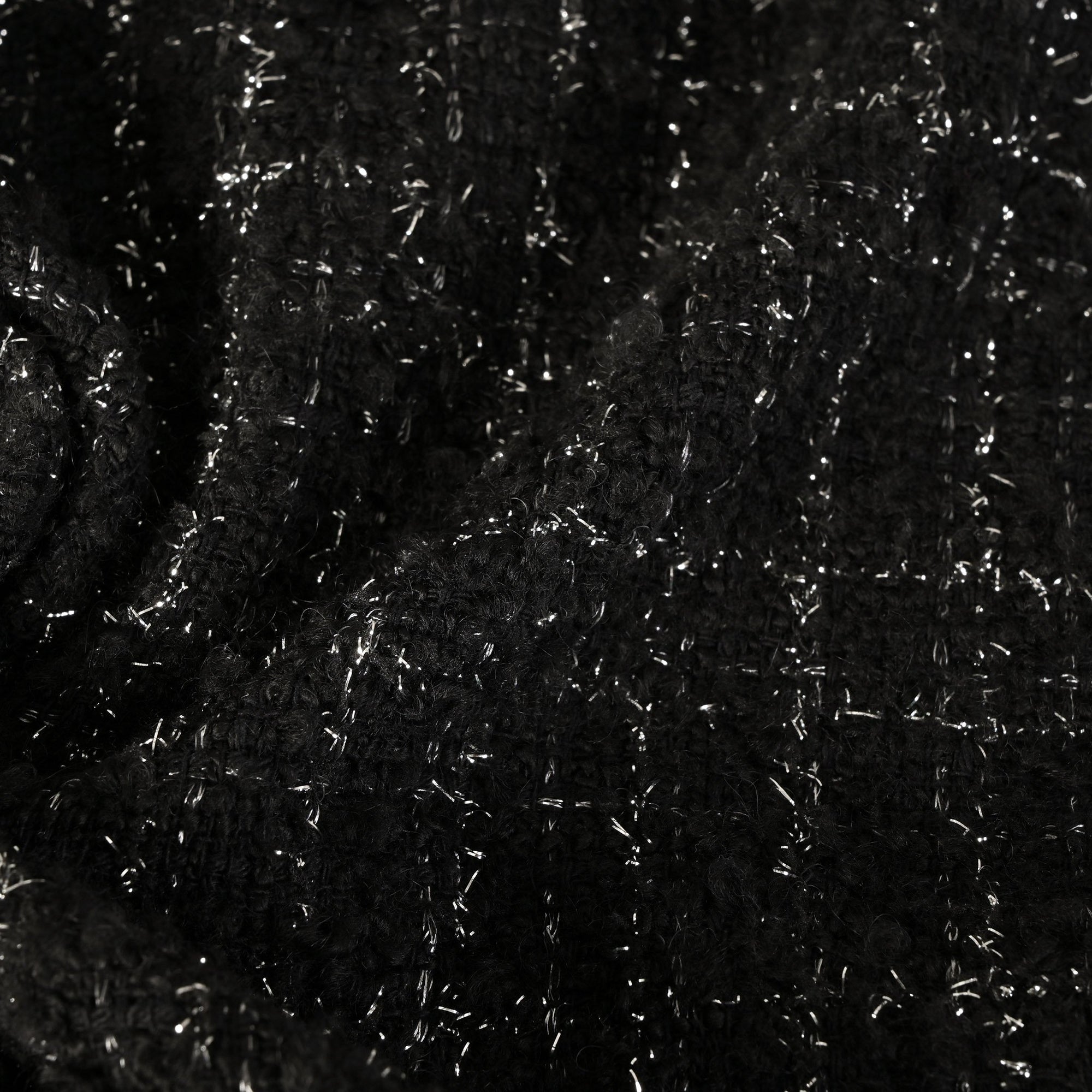 Black Shiny Tweed Fabric 12054