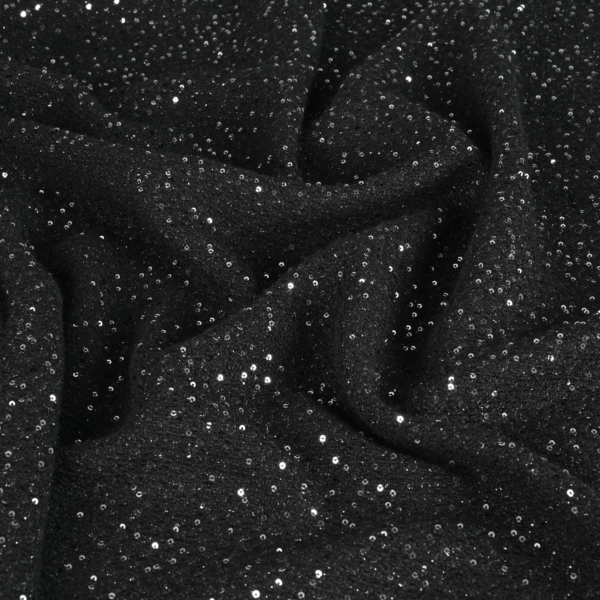 Black Shiny Tweed Fabric 6513