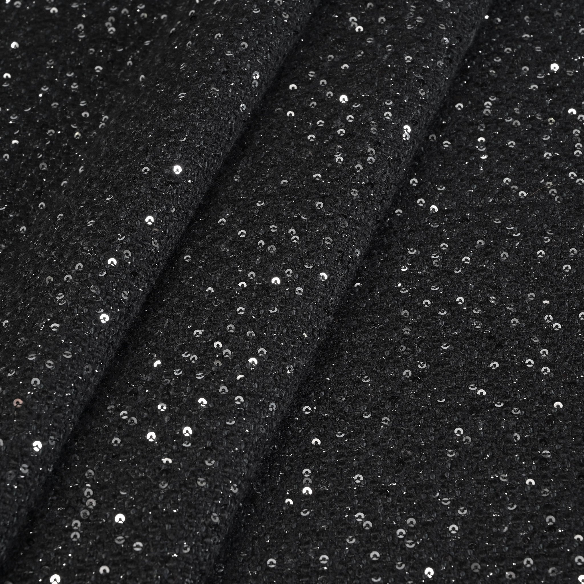 Black Shiny Tweed Fabric 6513