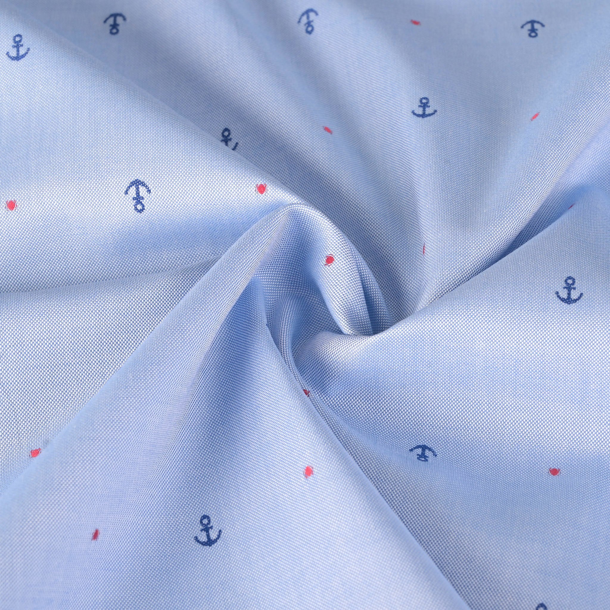 Blue Embroidered Oxford Fabric 2581