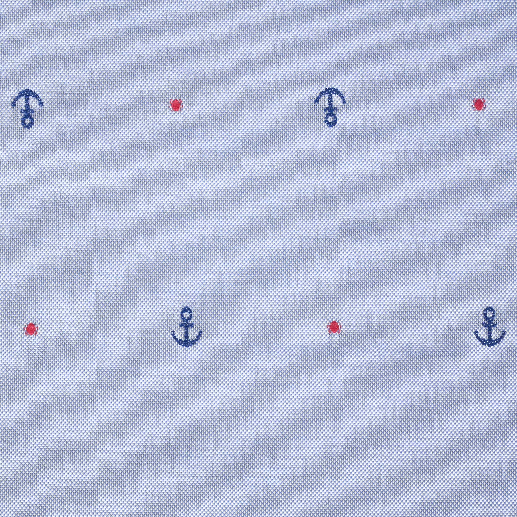 Blue Embroidered Oxford Fabric 2581