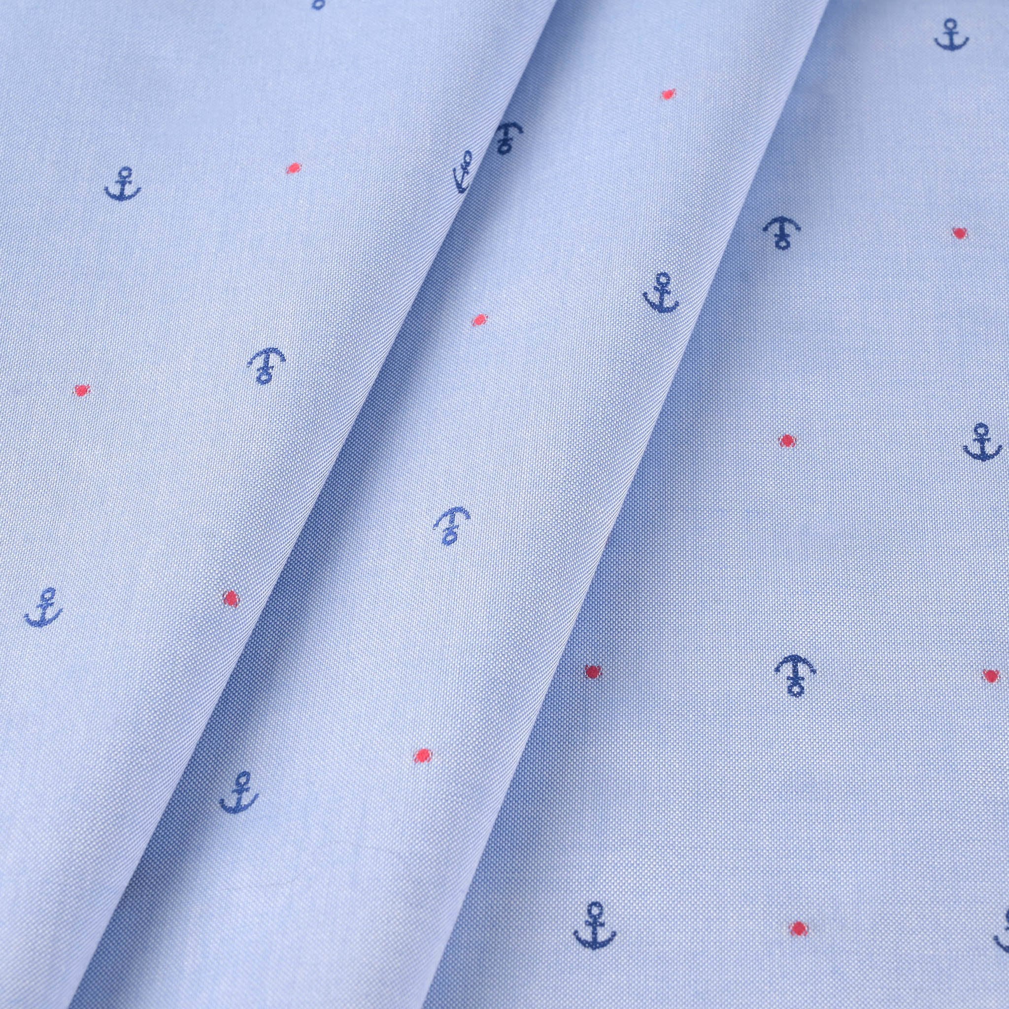 Blue Embroidered Oxford Fabric 2581