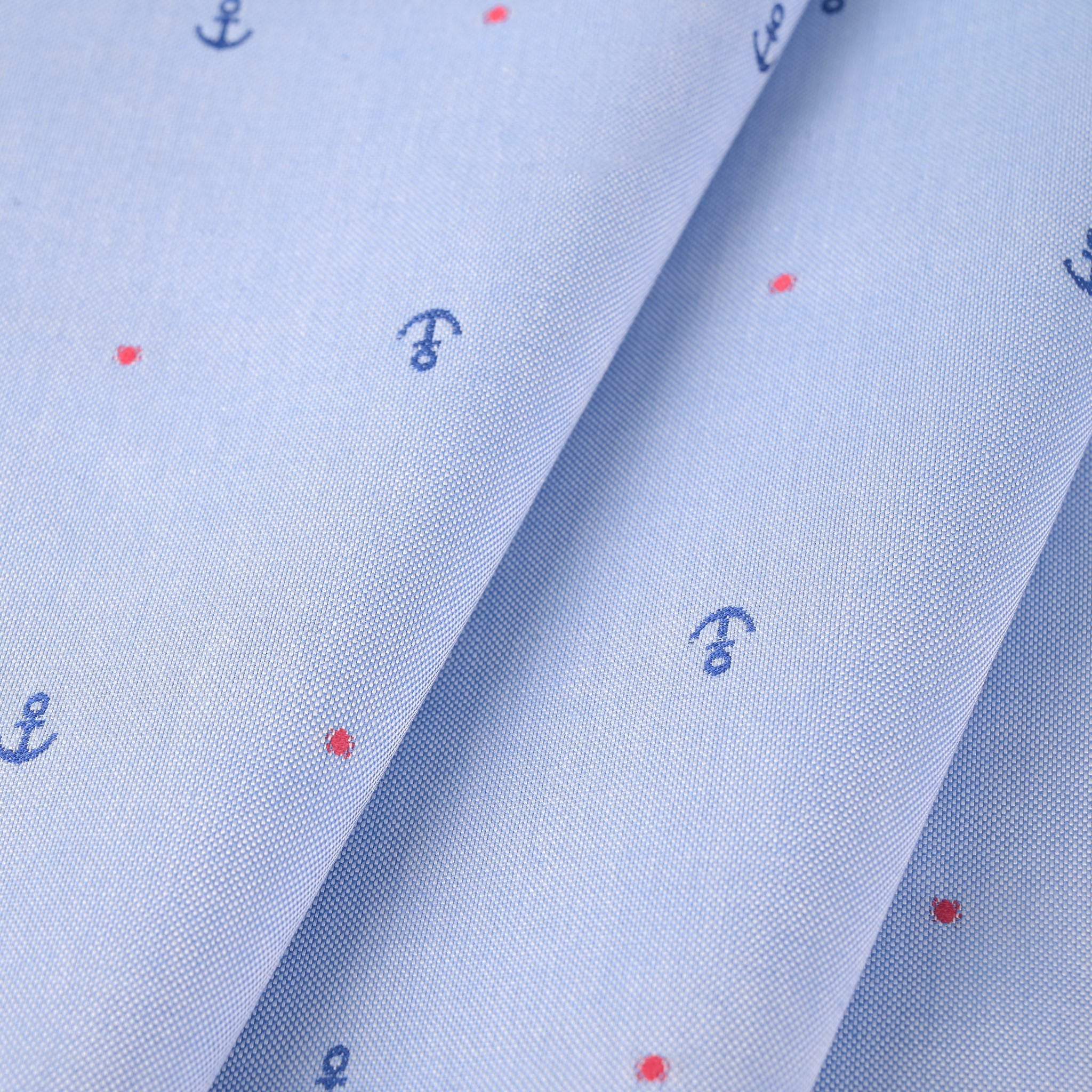Blue Embroidered Oxford Fabric 2581