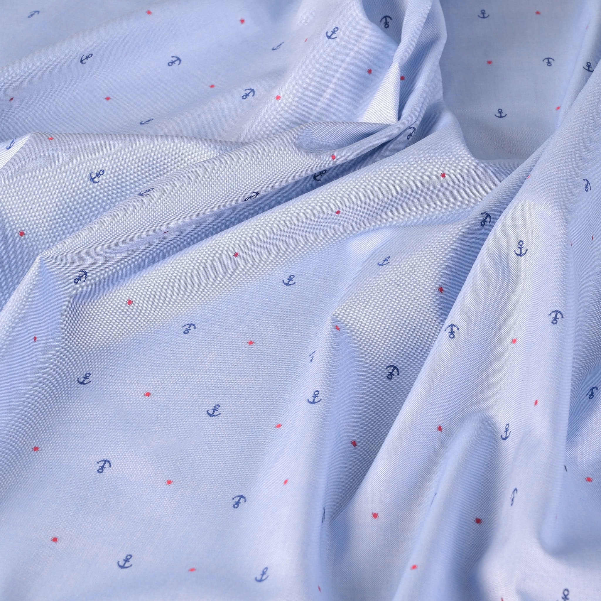 Blue Embroidered Oxford Fabric 2581