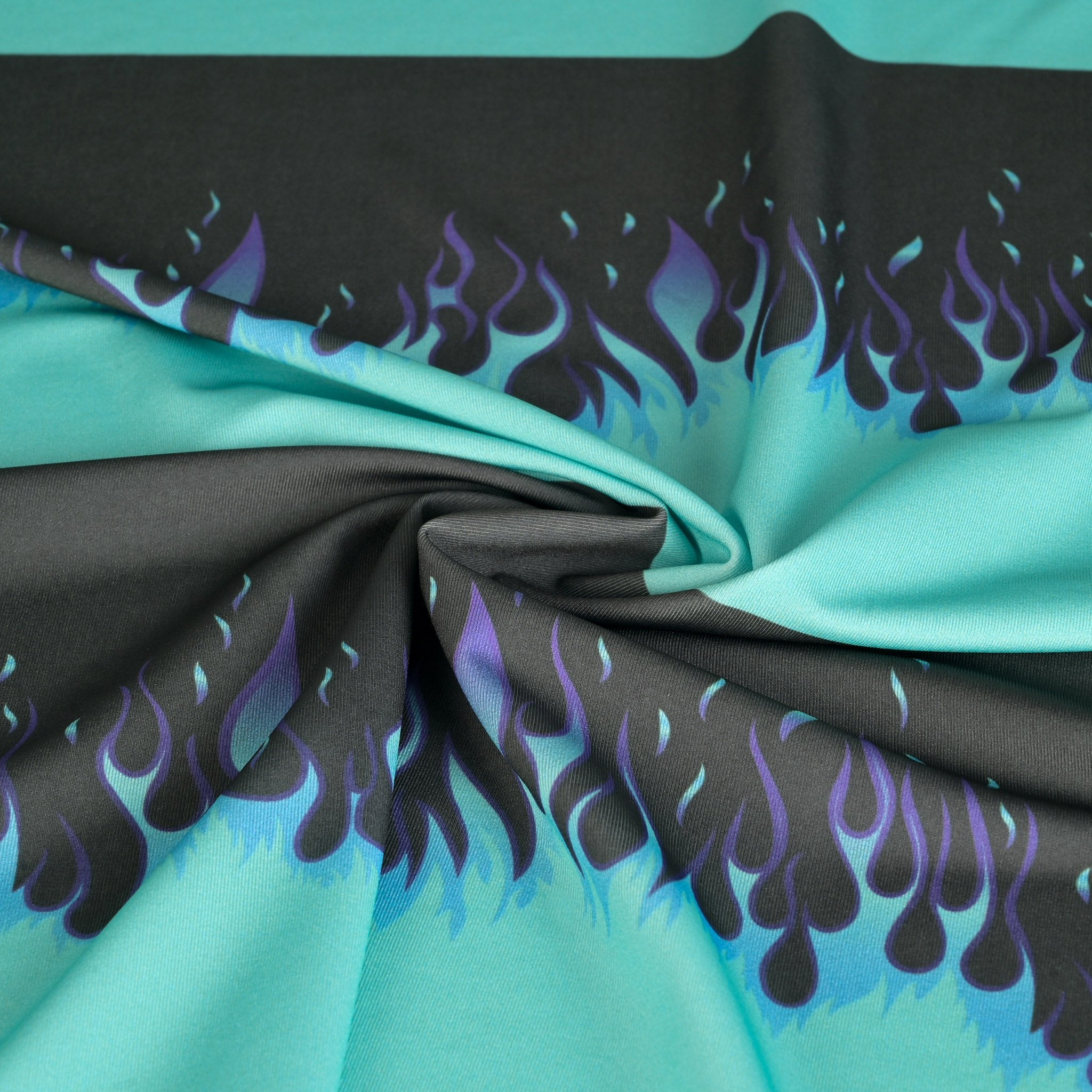 Blue Flame Print Jersey Fabric 6835