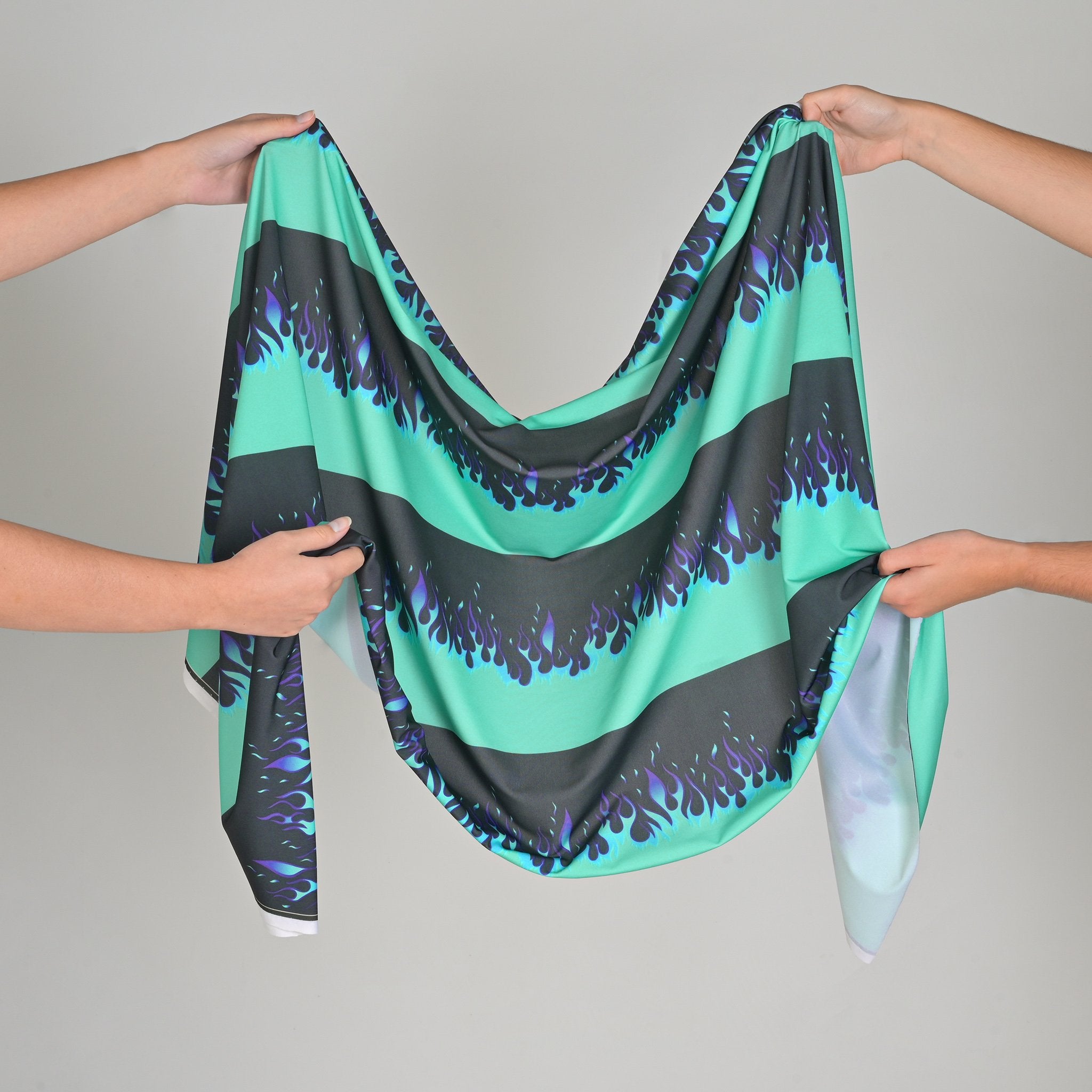 Blue Flame Print Jersey Fabric 6835