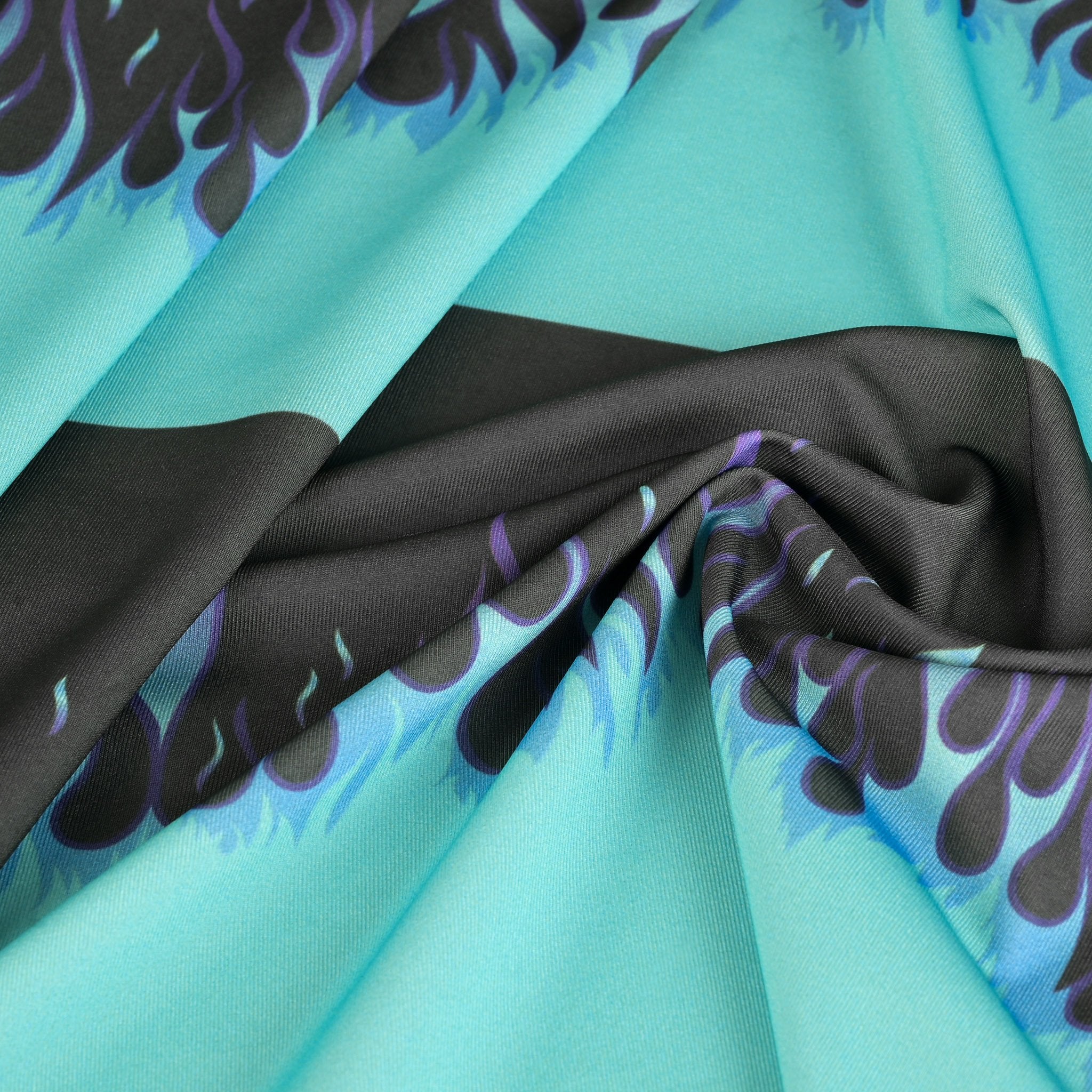 Blue Flame Print Jersey Fabric 6835