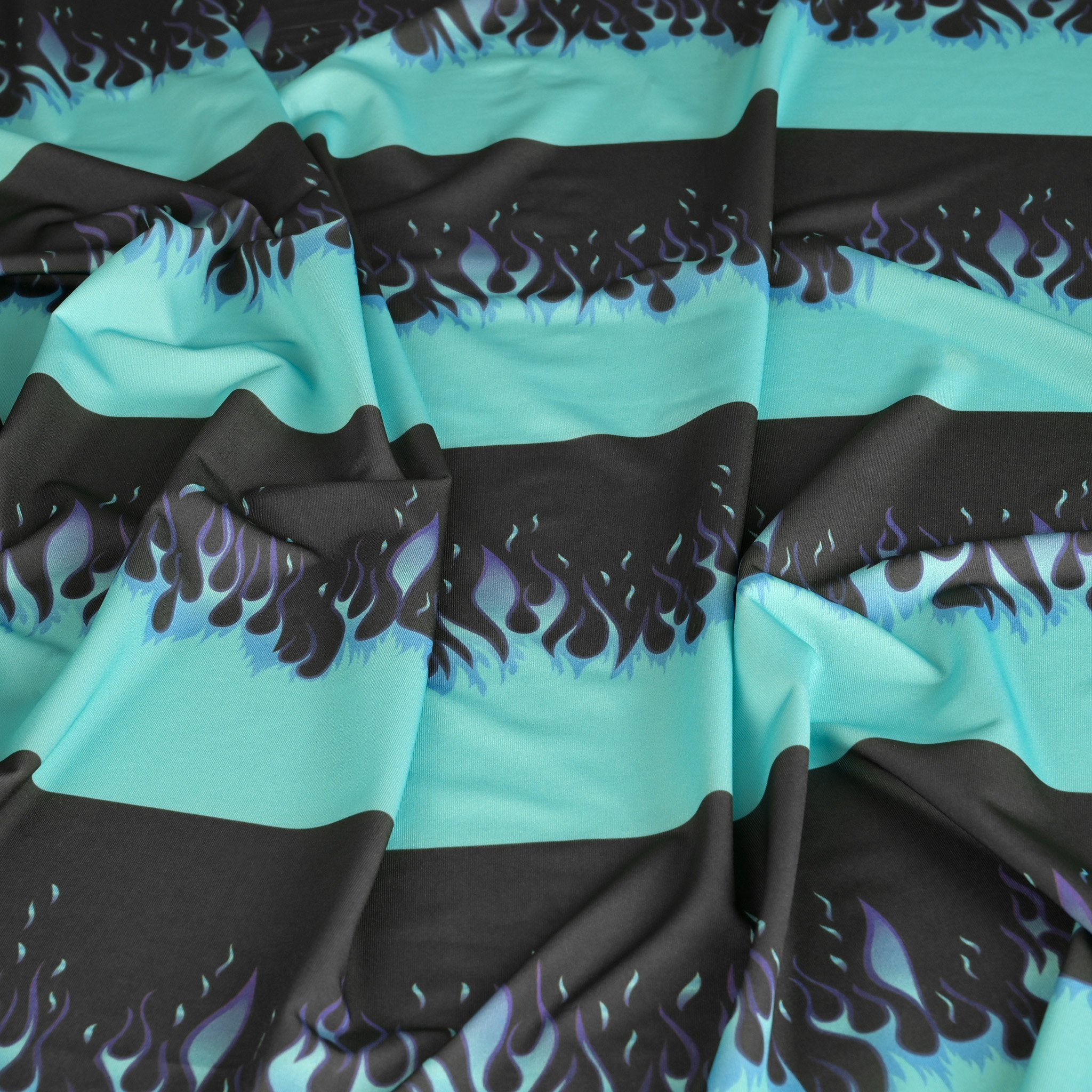 Blue Flame Print Jersey Fabric 6835