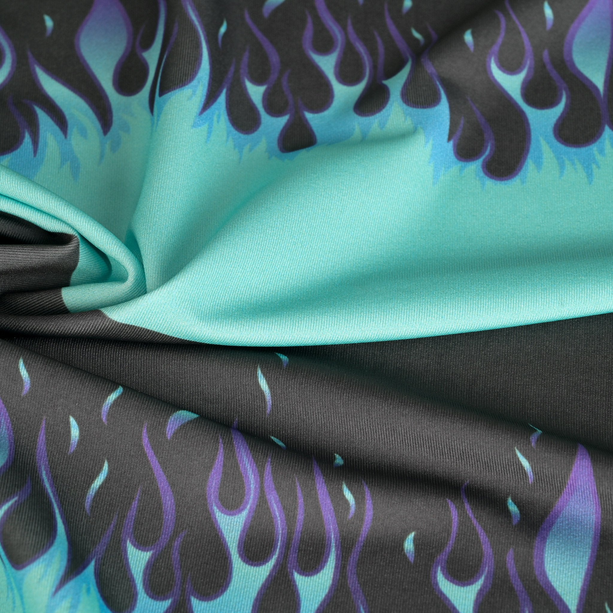 Blue Flame Print Jersey Fabric 6835