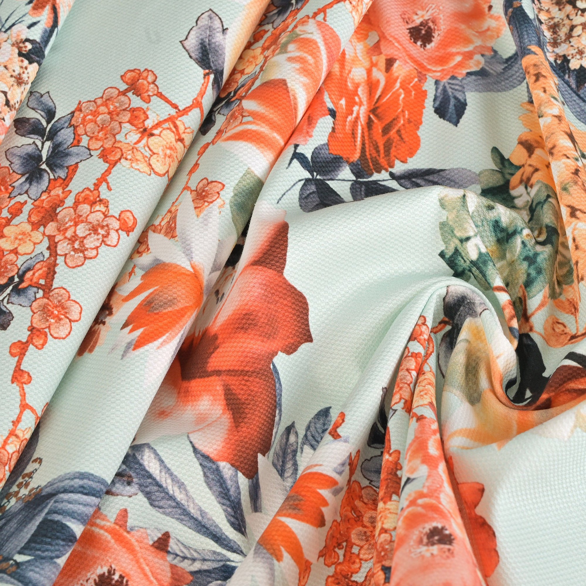 Blue Floral Honeycomb Fabric 3416
