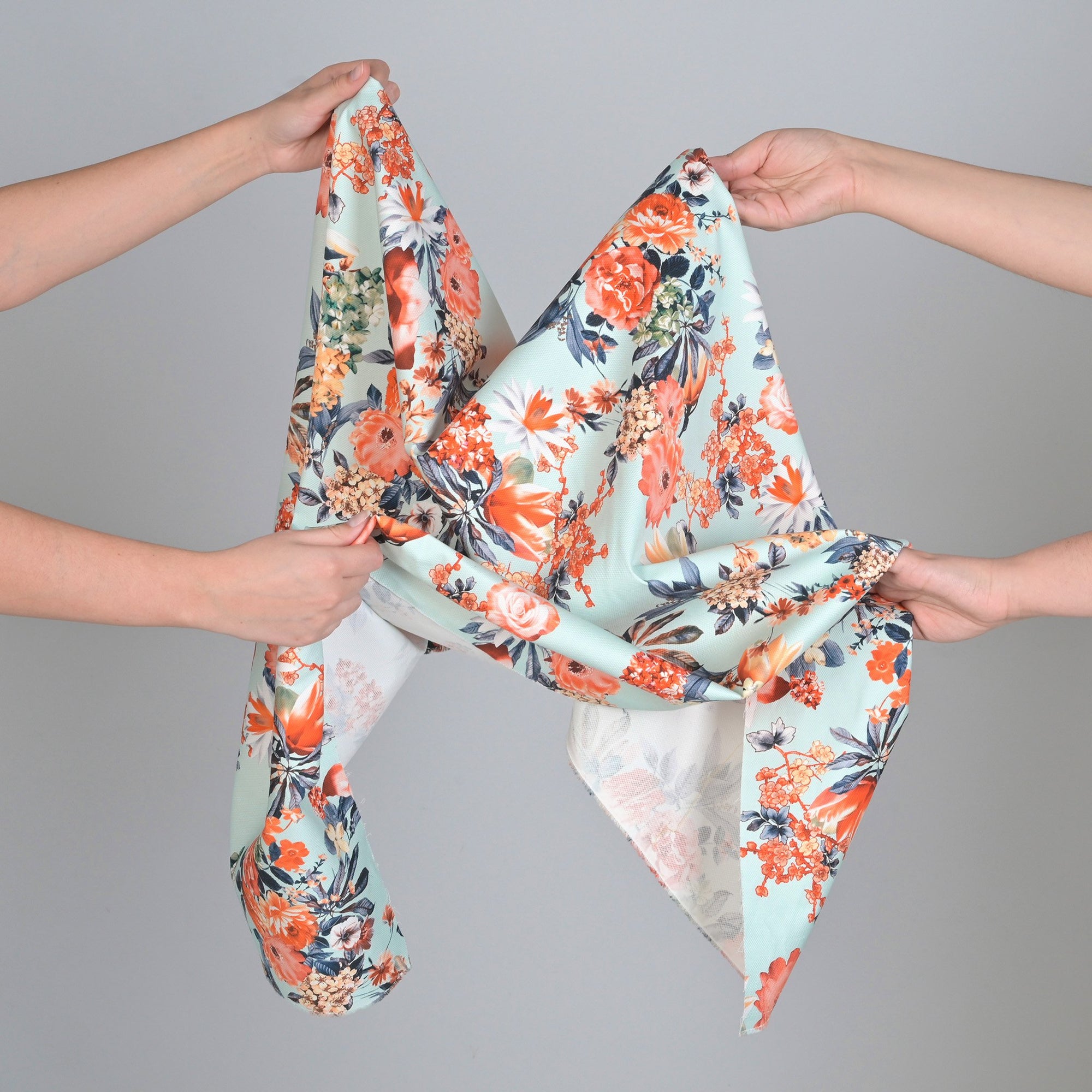 Blue Floral Honeycomb Fabric 3416
