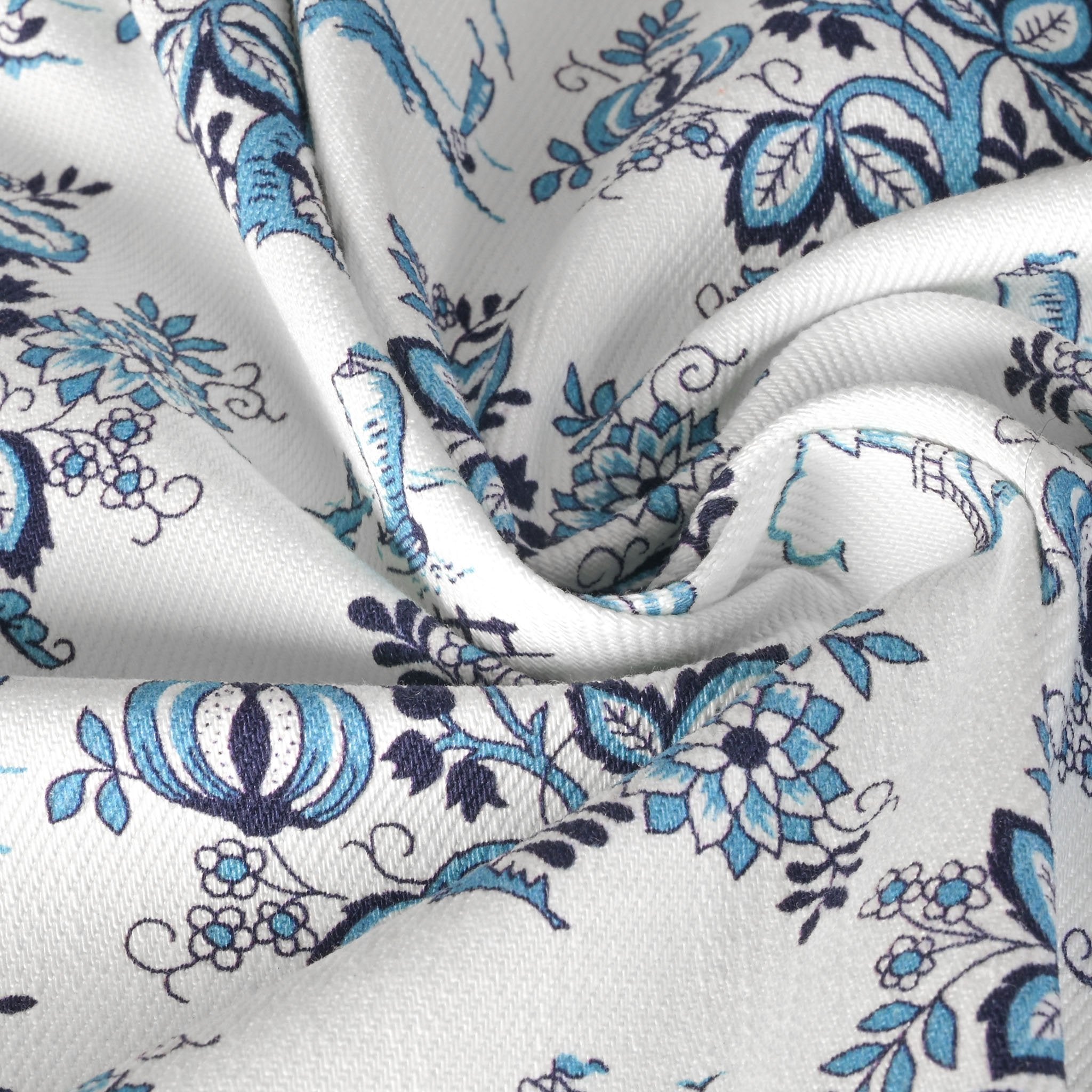 Blue Floral Twill Fabric 2897