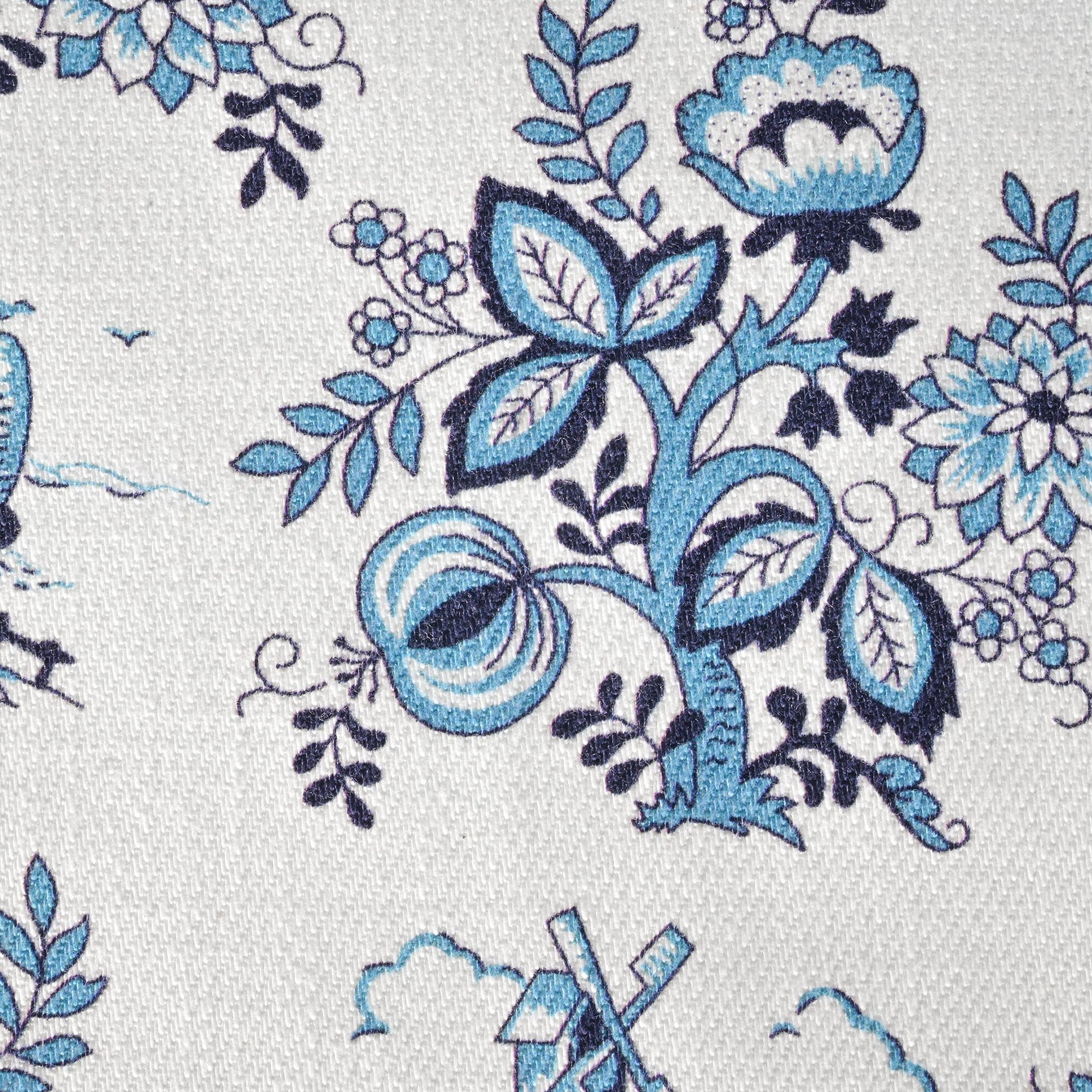 Blue Floral Twill Fabric 2897