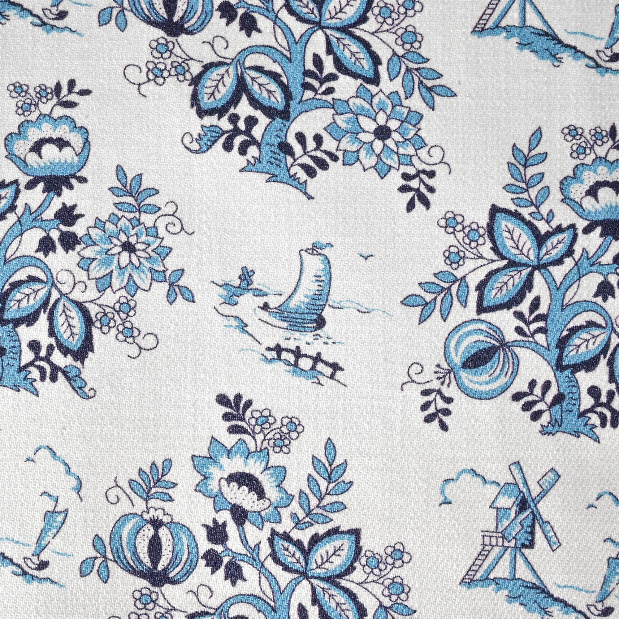 Blue Floral Twill Fabric 2897