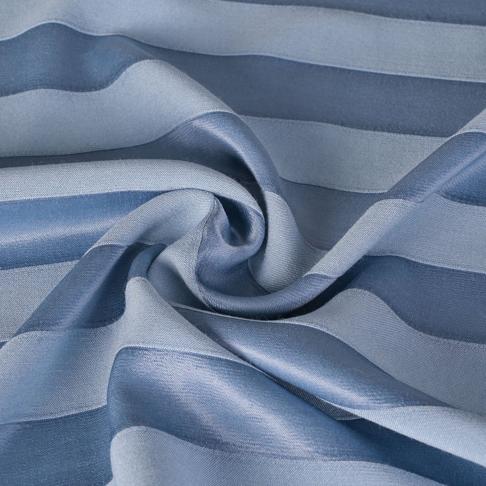 Blue Striped Twill Satin Fabric 4539