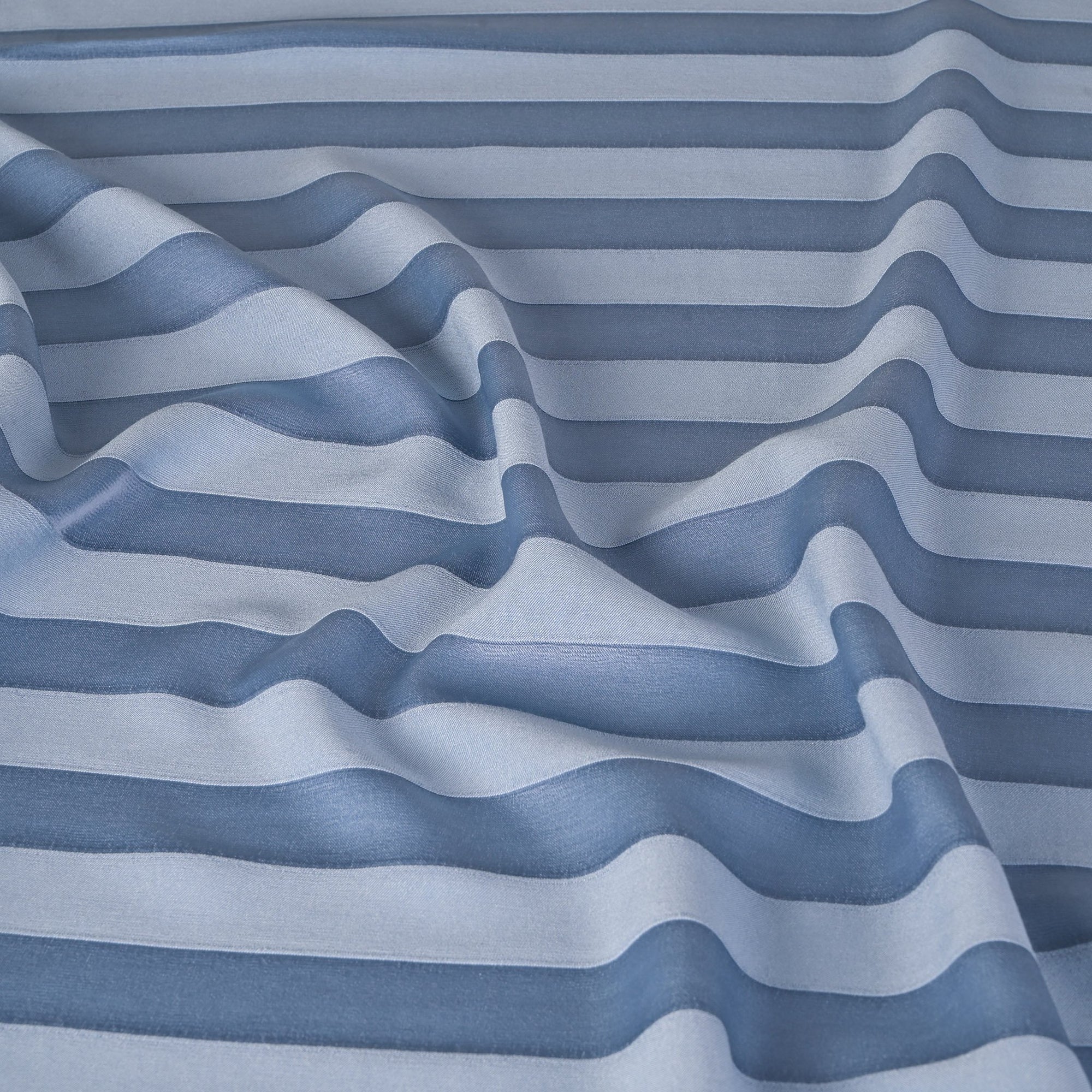 Blue Striped Twill Satin Fabric 4539