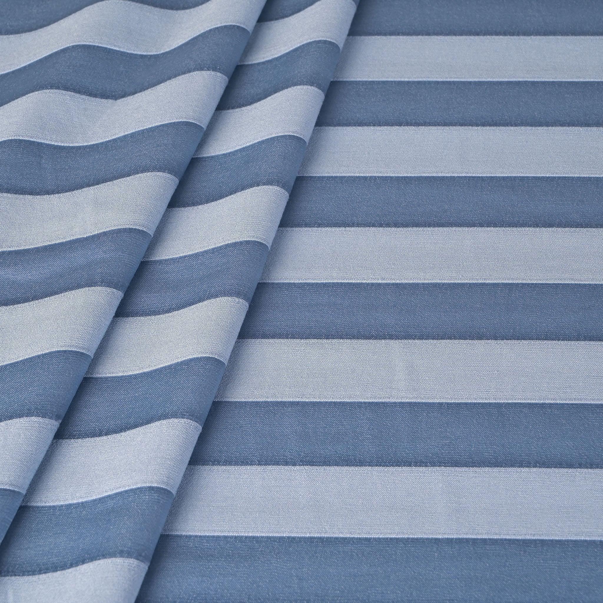 Blue Striped Twill Satin Fabric 4539