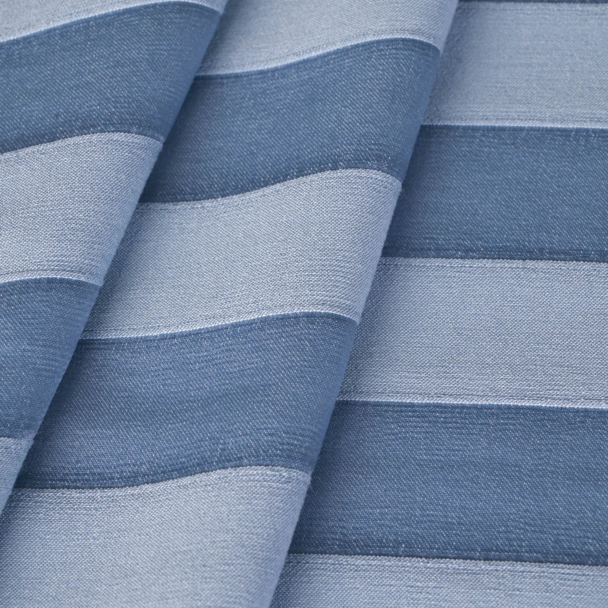 Blue Striped Twill Satin Fabric 4539