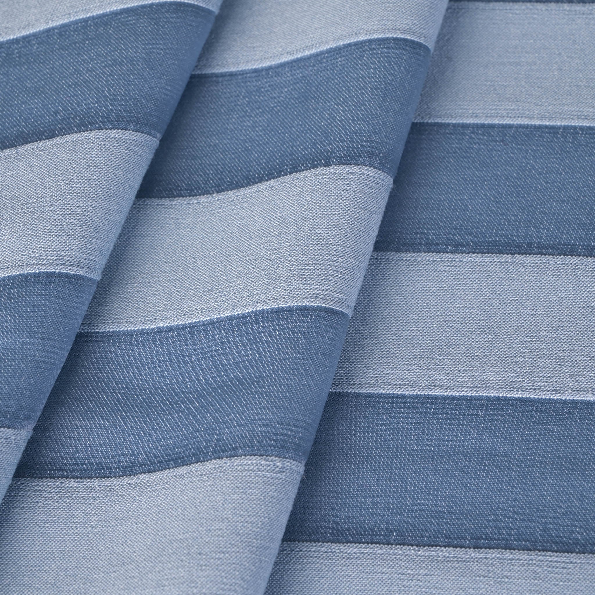 Blue Striped Twill Satin Fabric 4539