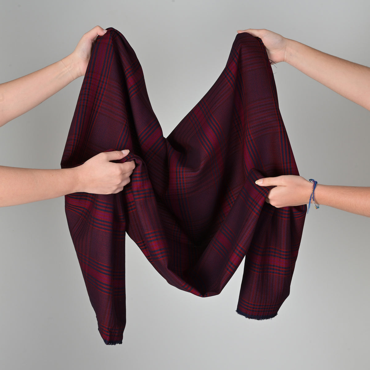 Burgundy Check Suiting Fabric 4585