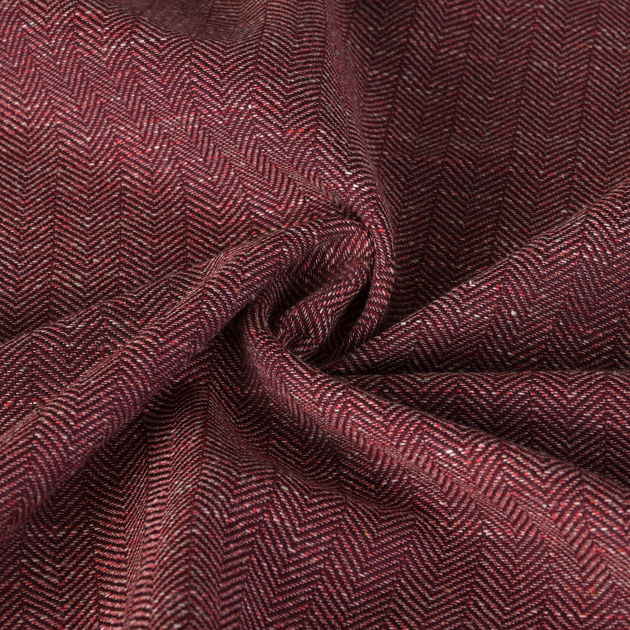 Burgundy Herringbone Suiting Fabric 4291