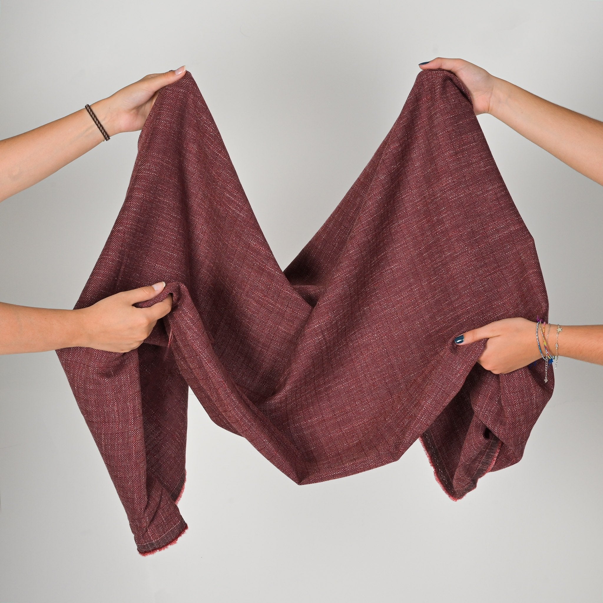 Burgundy Herringbone Suiting Fabric 4291