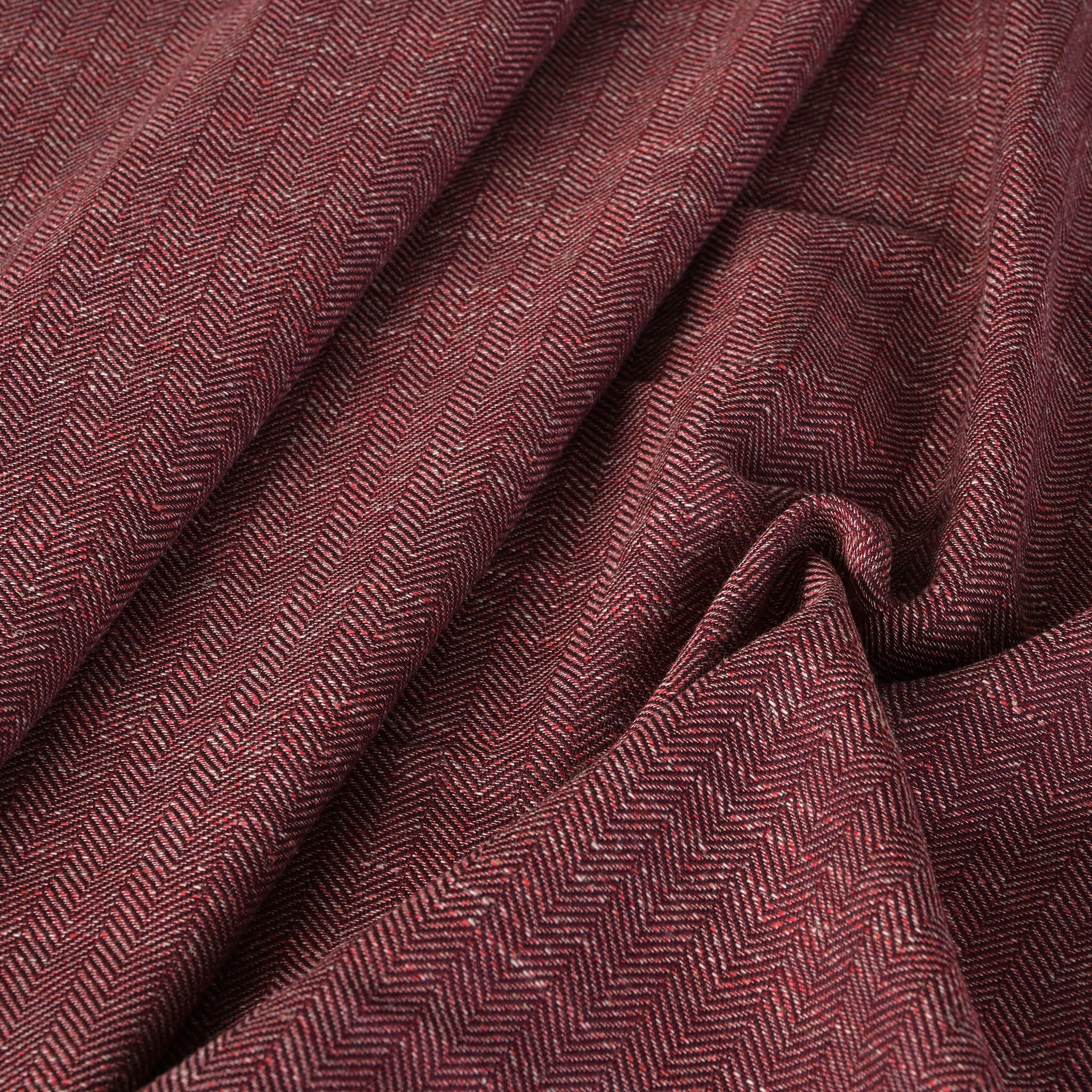 Burgundy Herringbone Suiting Fabric 4291