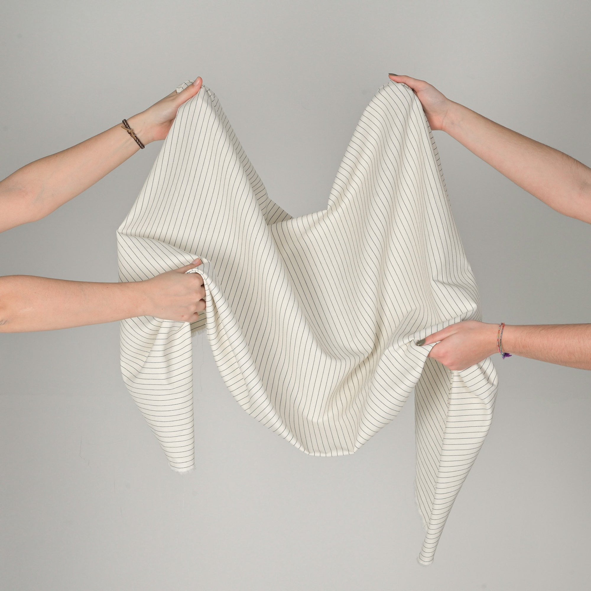 Cream Pinstriped Suiting Fabric 11115